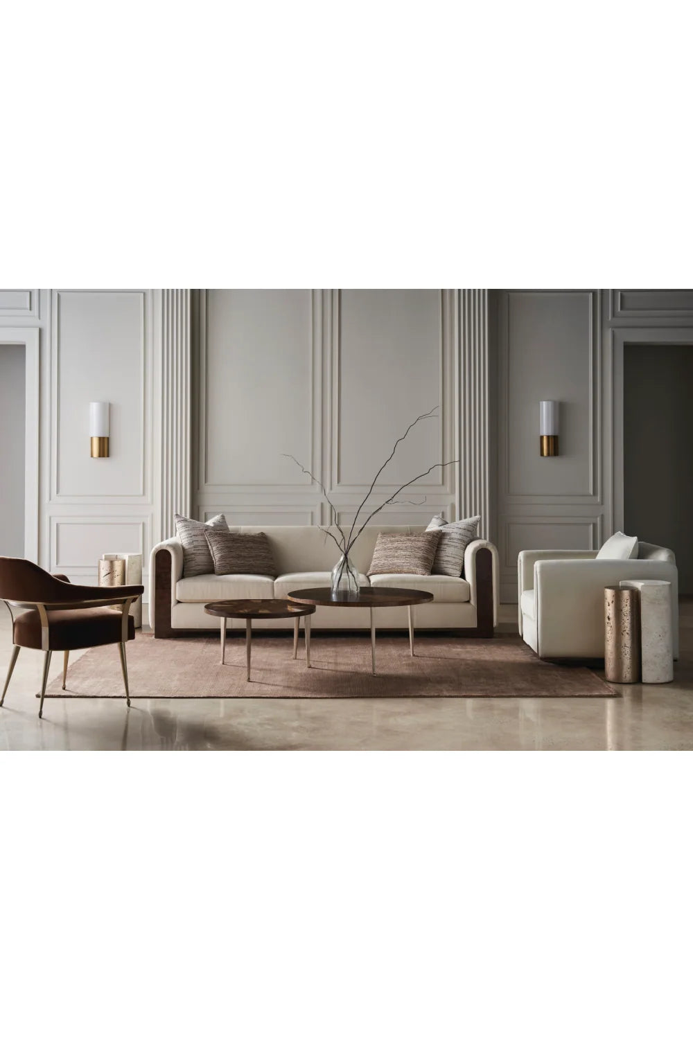 Luxury Round Wooden Coffee Table Modern Italian Style for Villa
