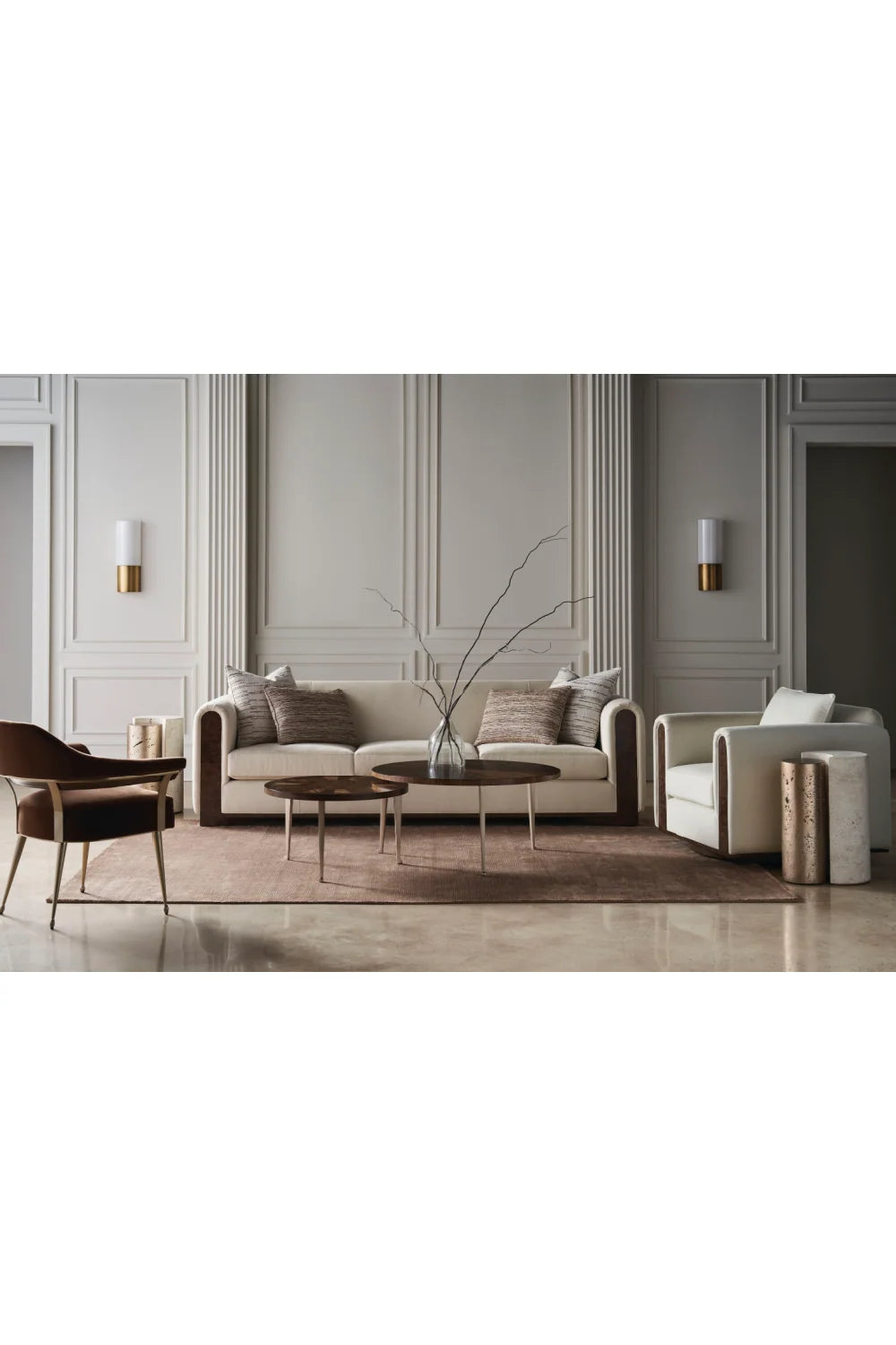 Luxury Round Wooden Coffee Table Modern Italian Style for Villa