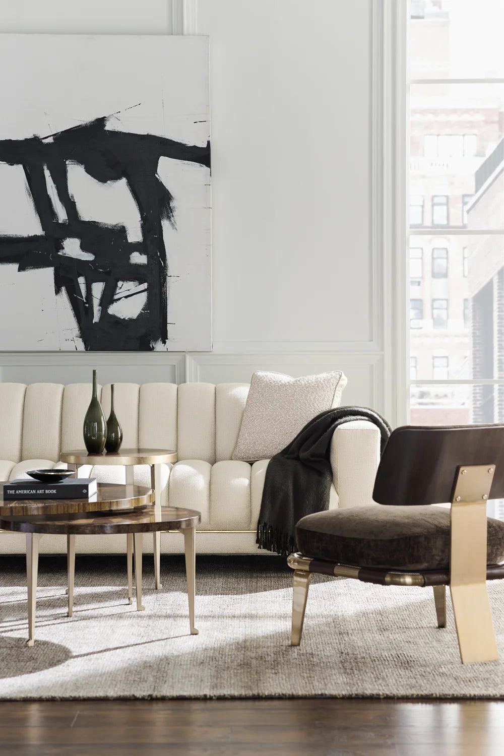 Luxury Round Wooden Coffee Table Modern Italian Style for Villa