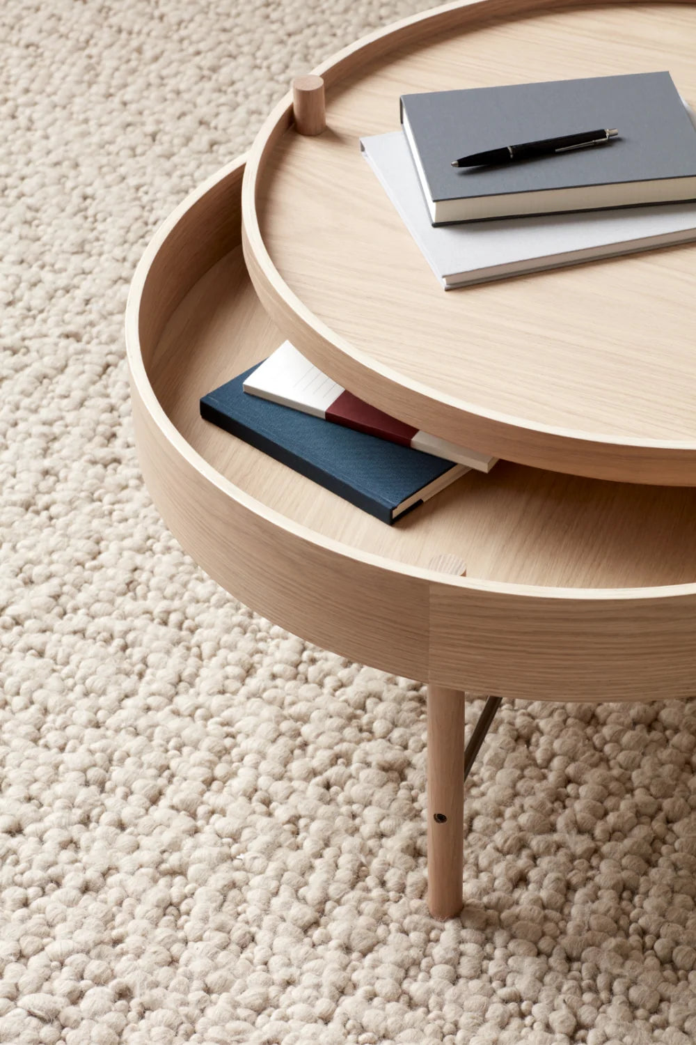 Luxury Round Wooden Turning Coffee Table Modern Italian Style for Villa