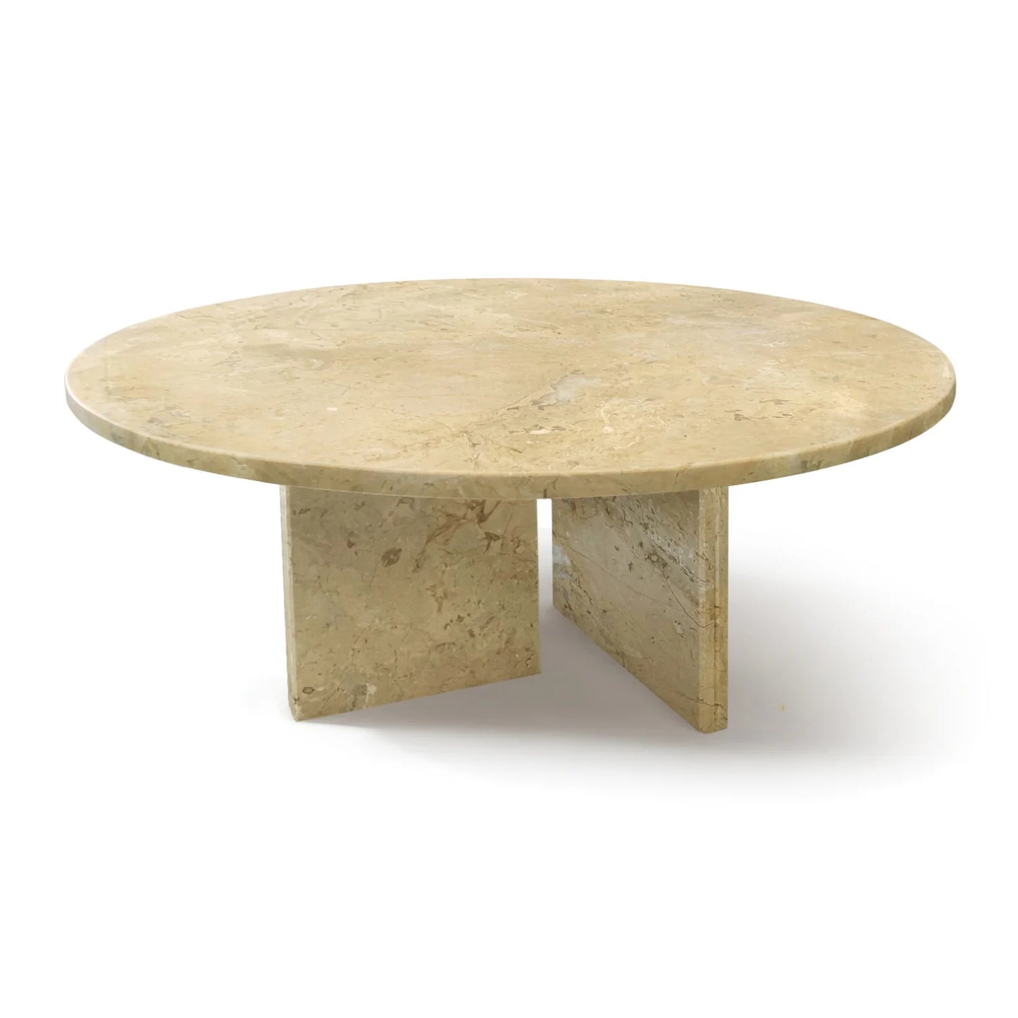 Luxury Round Yellow Beige Marble Coffee Table Modern Italian Style for Villa
