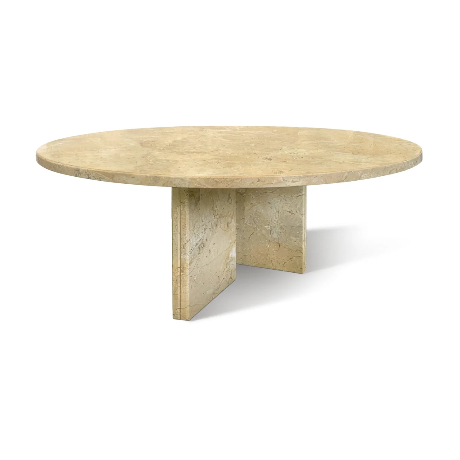Luxury Round Yellow Beige Marble Coffee Table Modern Italian Style for Villa