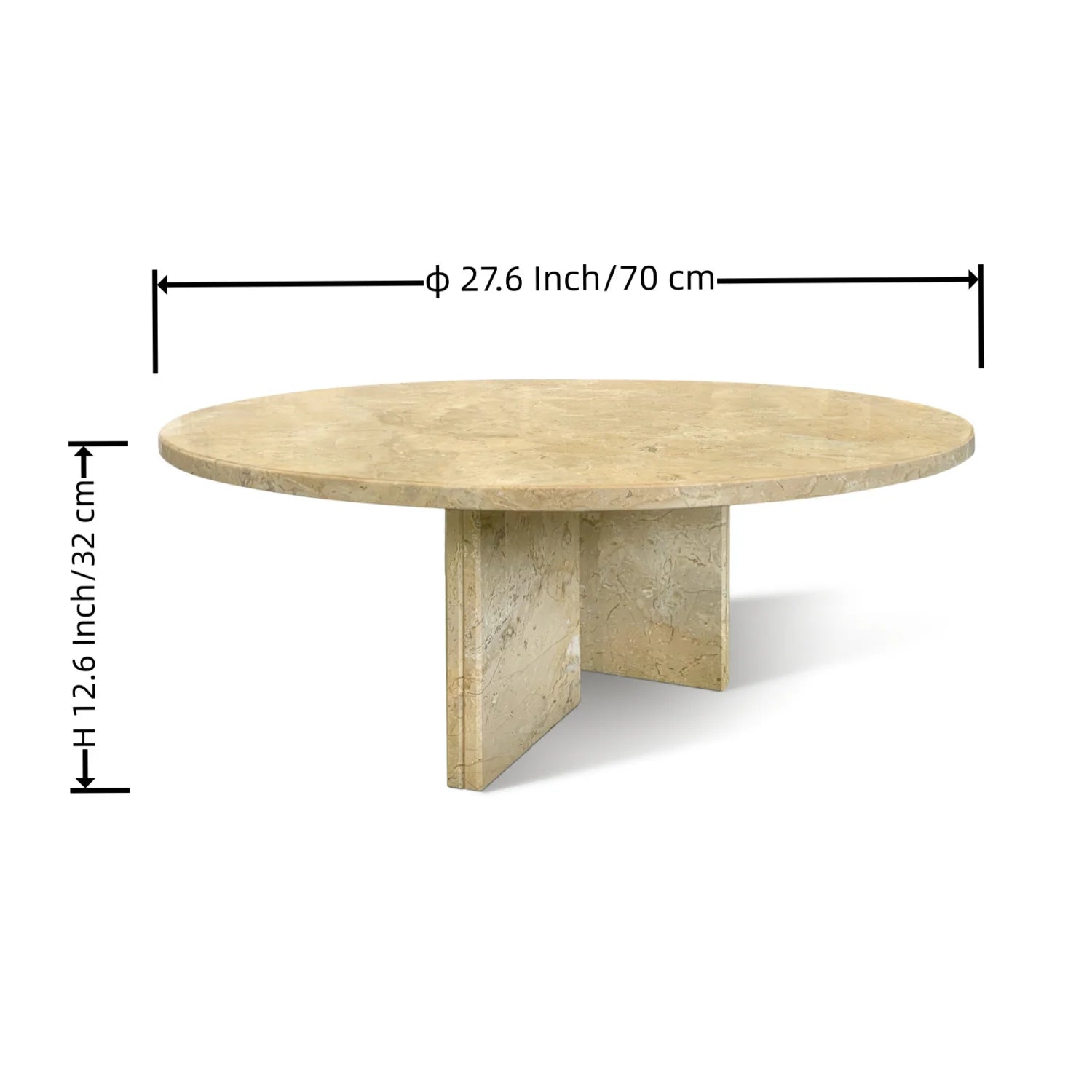 Luxury Round Yellow Beige Marble Coffee Table Modern Italian Style for Villa