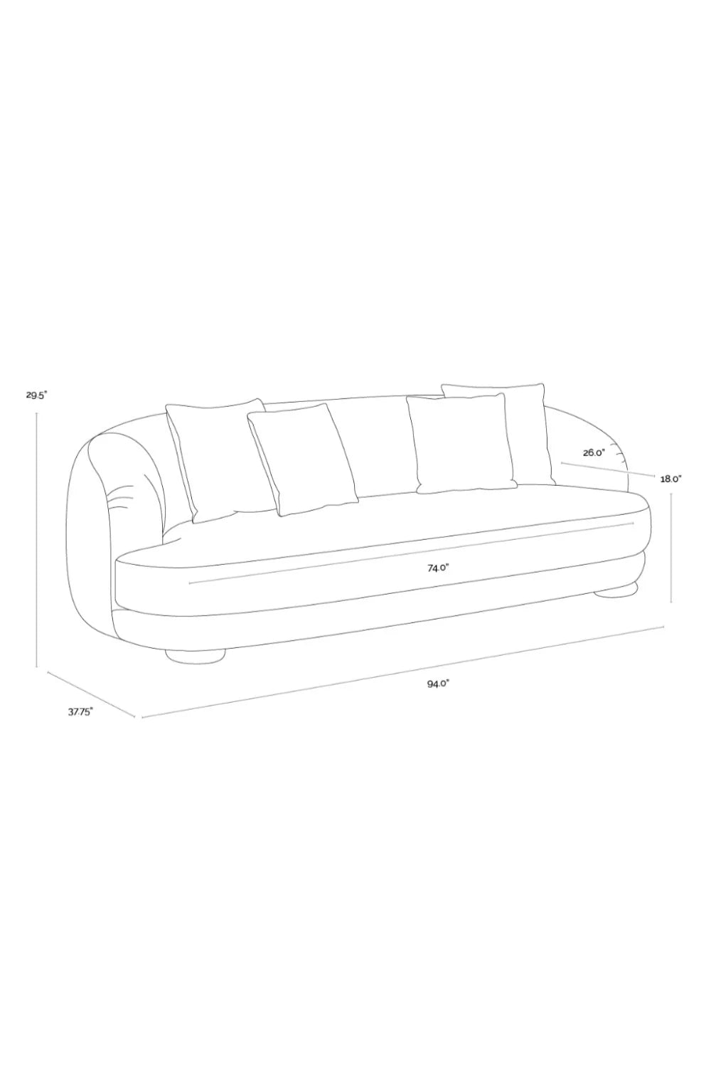 Luxury Rounded Back Velvet Sofa Modern Italian Style for Villa
