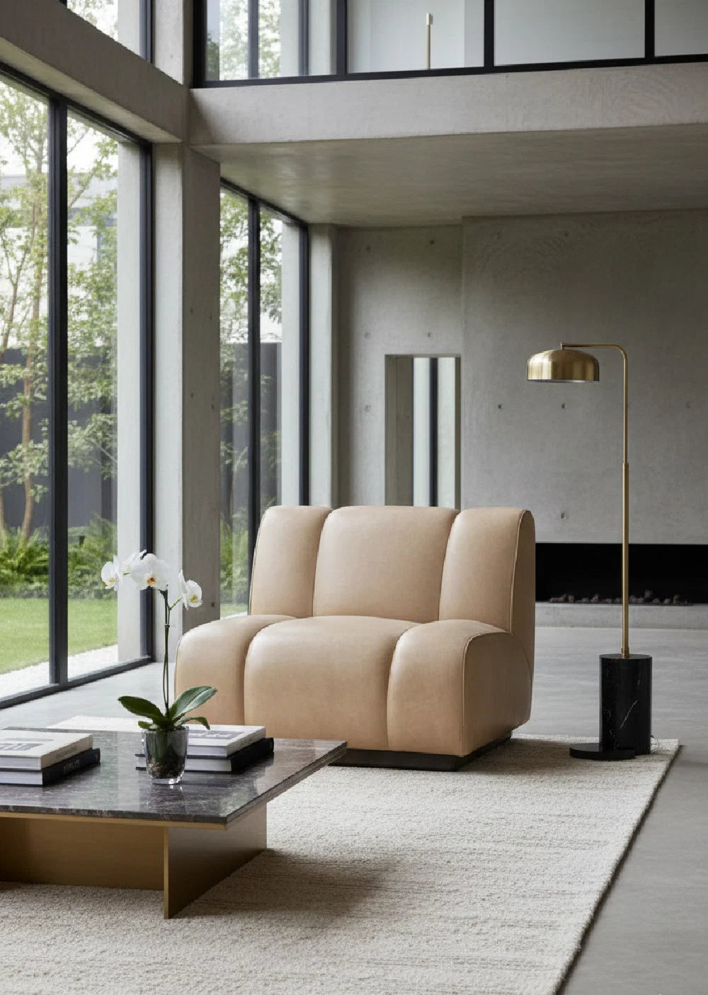 Luxury Rounded Swivel Lounge Chair Modern Italian Style for Villa