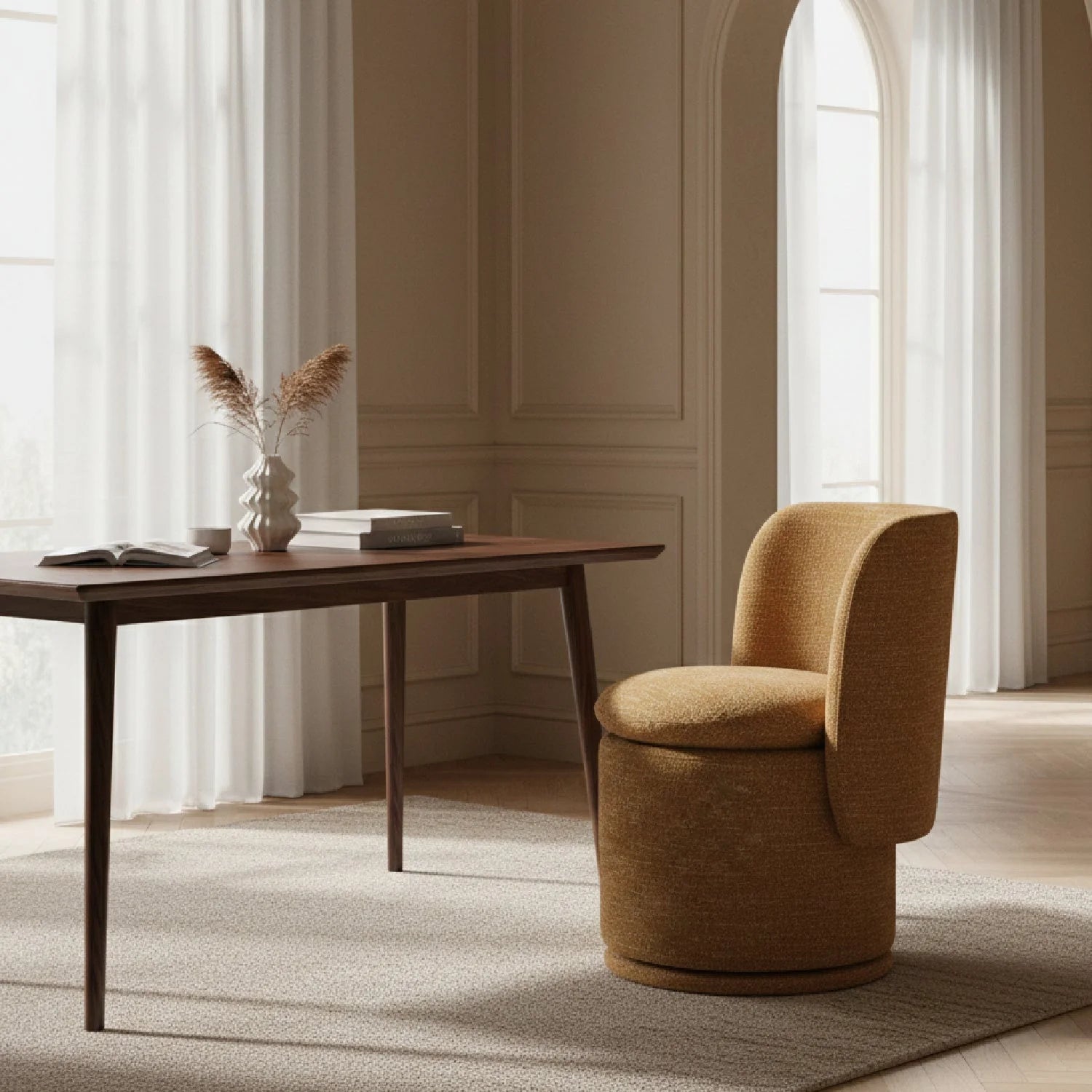 Luxury Rounded Swivel Modern Dining Chair European Style for Villa
