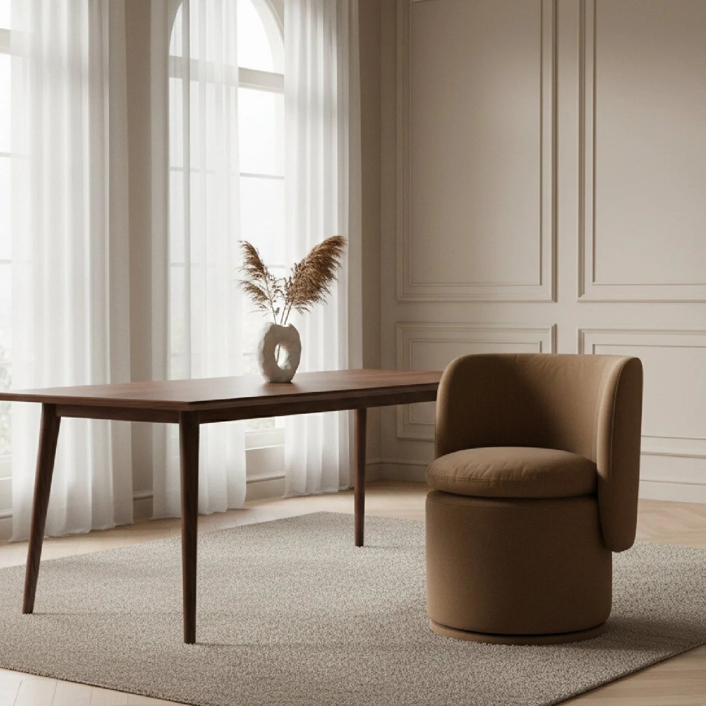 Luxury Rounded Swivel Modern Dining Chair European Style for Villa