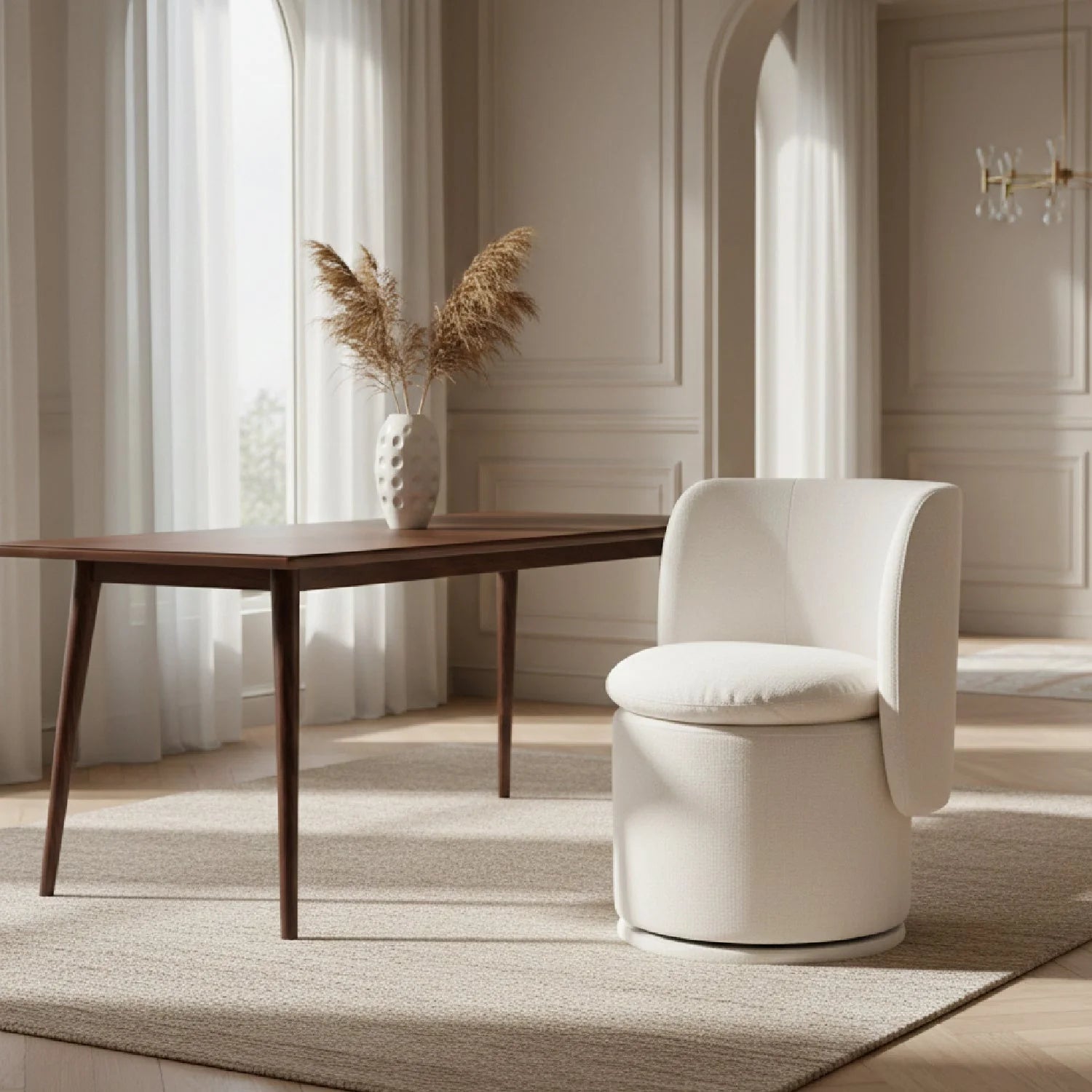 Luxury Rounded Swivel Modern Dining Chair European Style for Villa