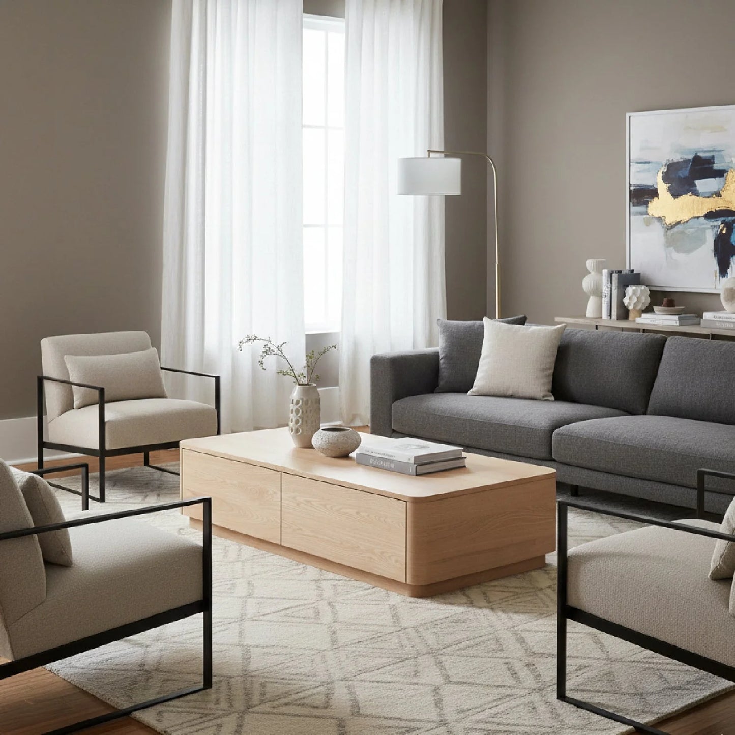Luxury Rounded Wooden Rectangular Coffee Table Modern Italian Style for Villa
