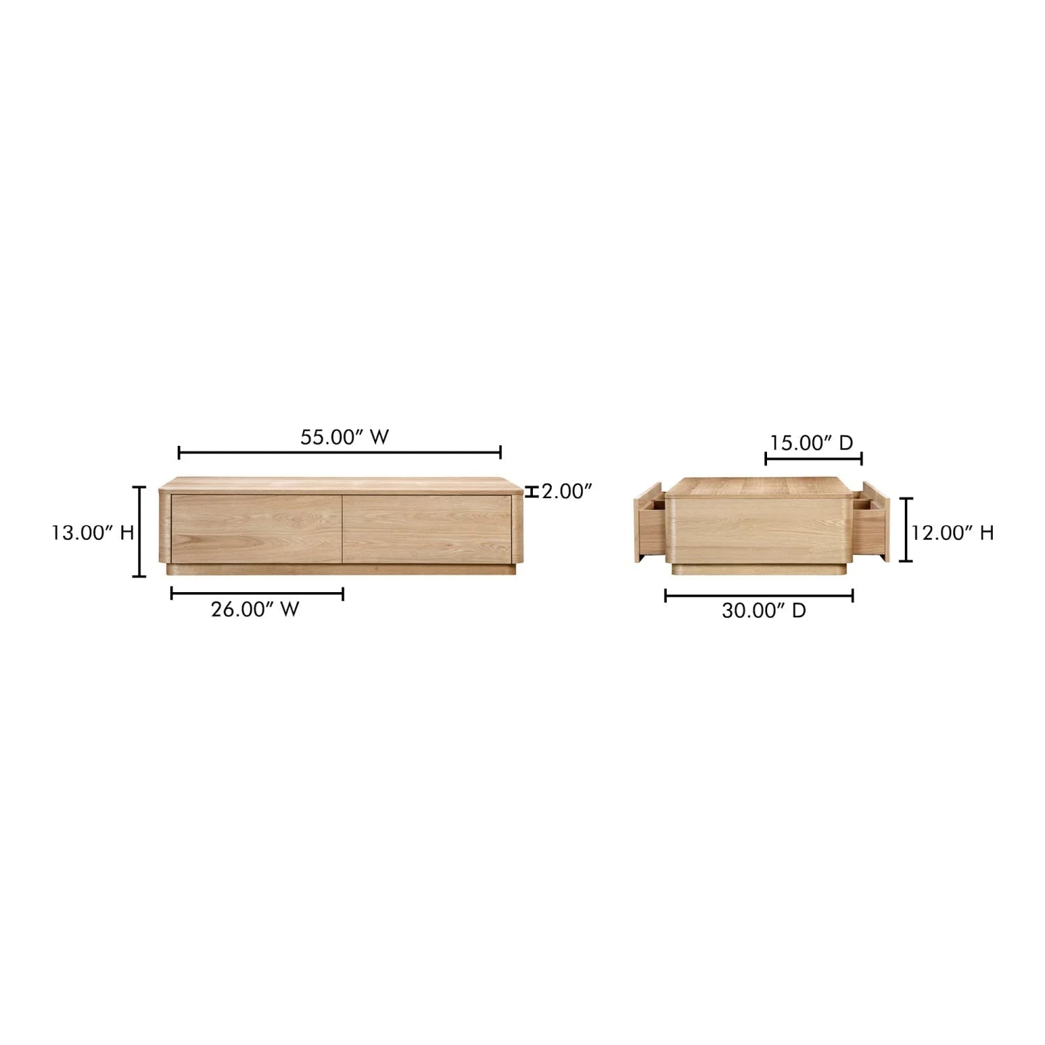 Luxury Rounded Wooden Rectangular Coffee Table Modern Italian Style for Villa