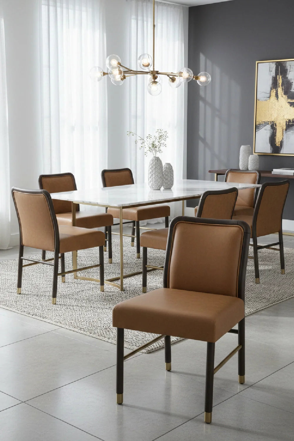 Luxury Rubberwood Framed Modern Dining Chair European Style for Villa