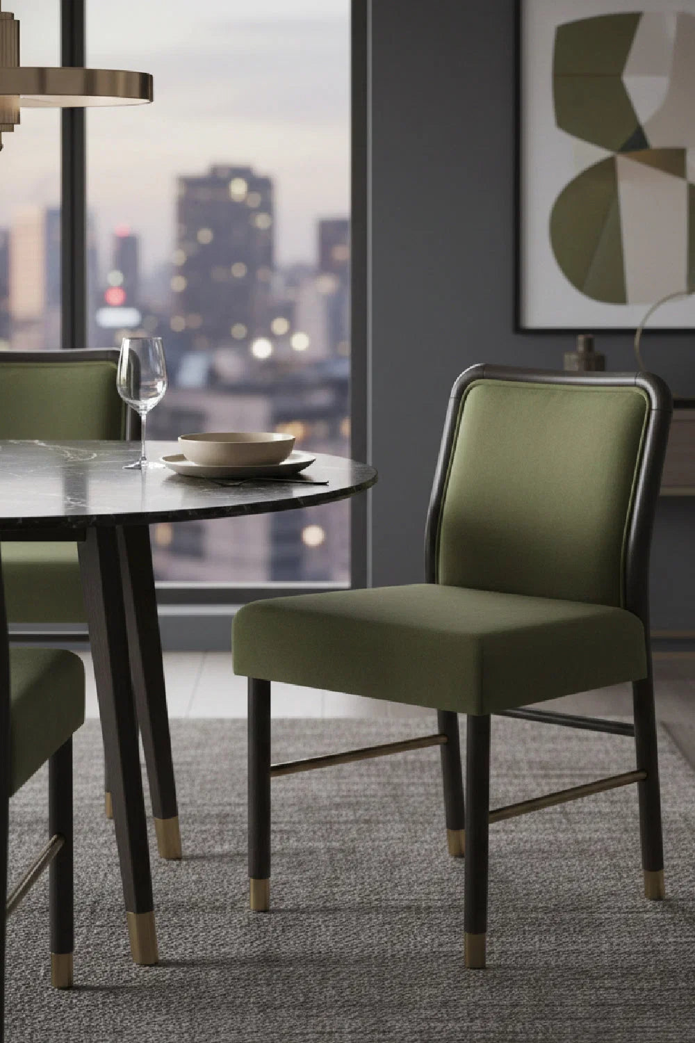 Luxury Rubberwood Framed Modern Dining Chair European Style for Villa