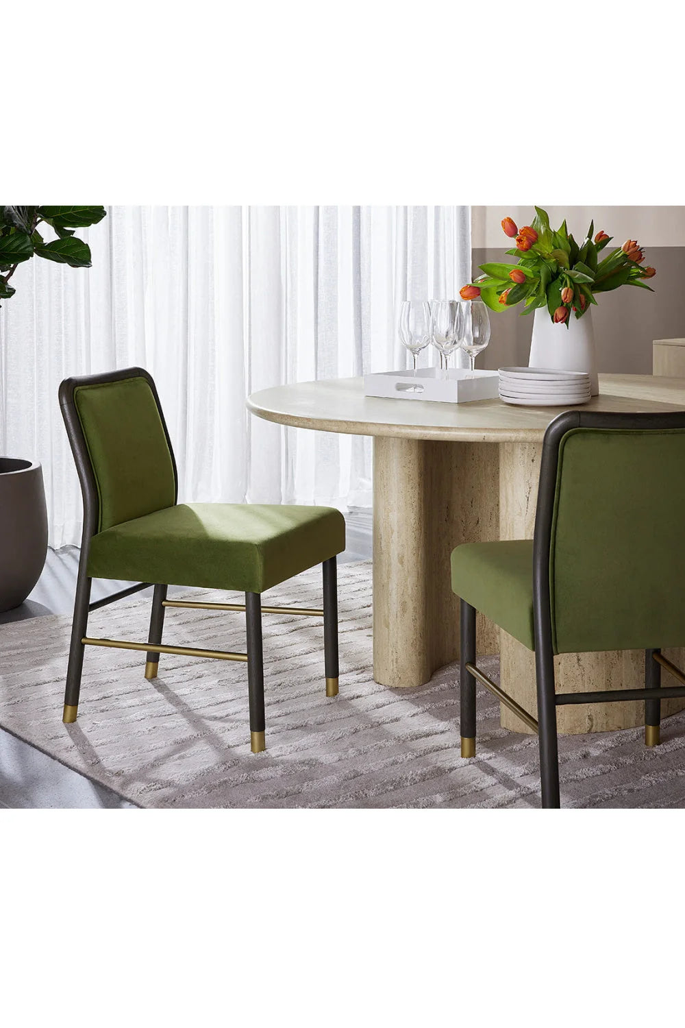 Luxury Rubberwood Framed Modern Dining Chair European Style for Villa