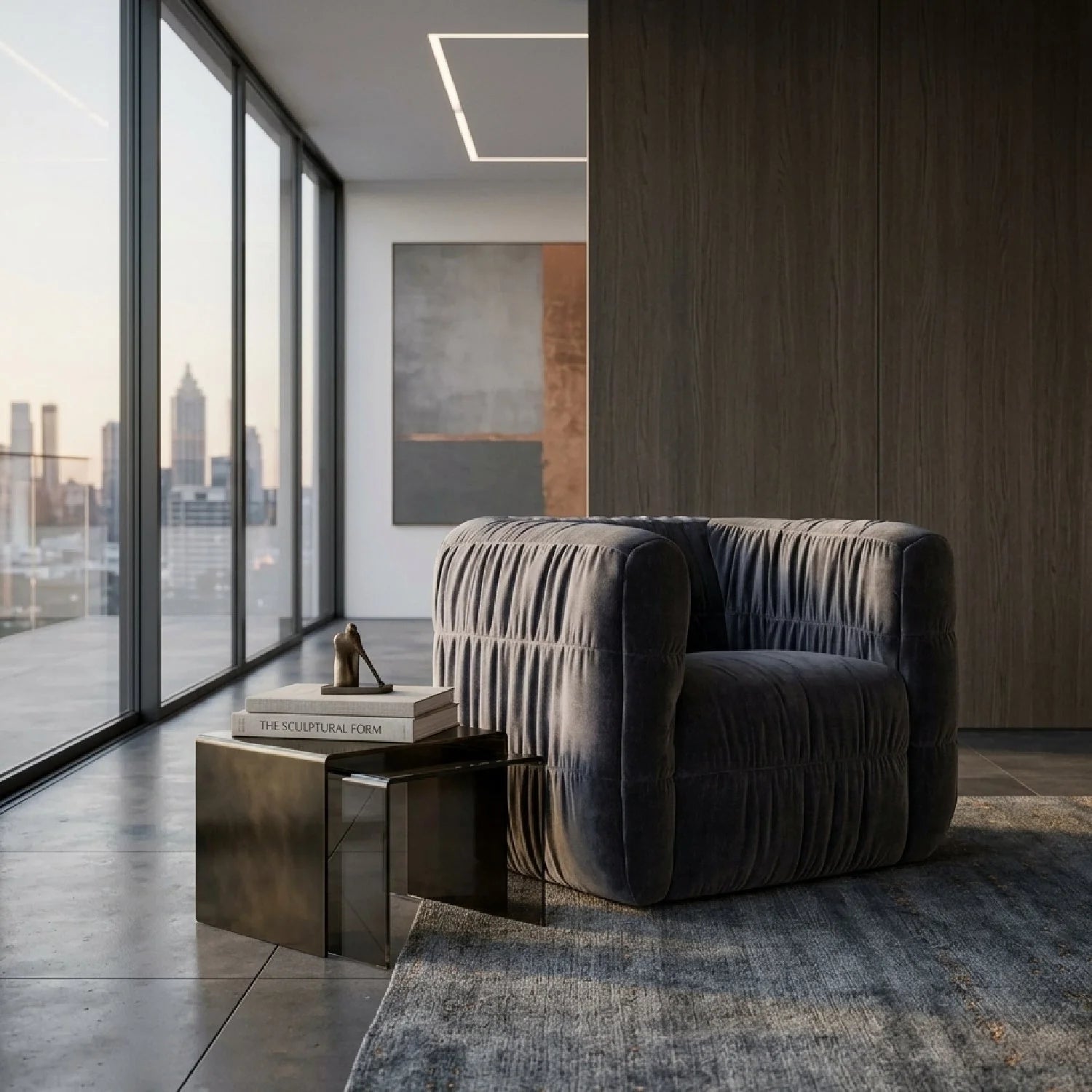 Luxury Ruched Chenille Swivel Chair Modern Italian Style for Villa