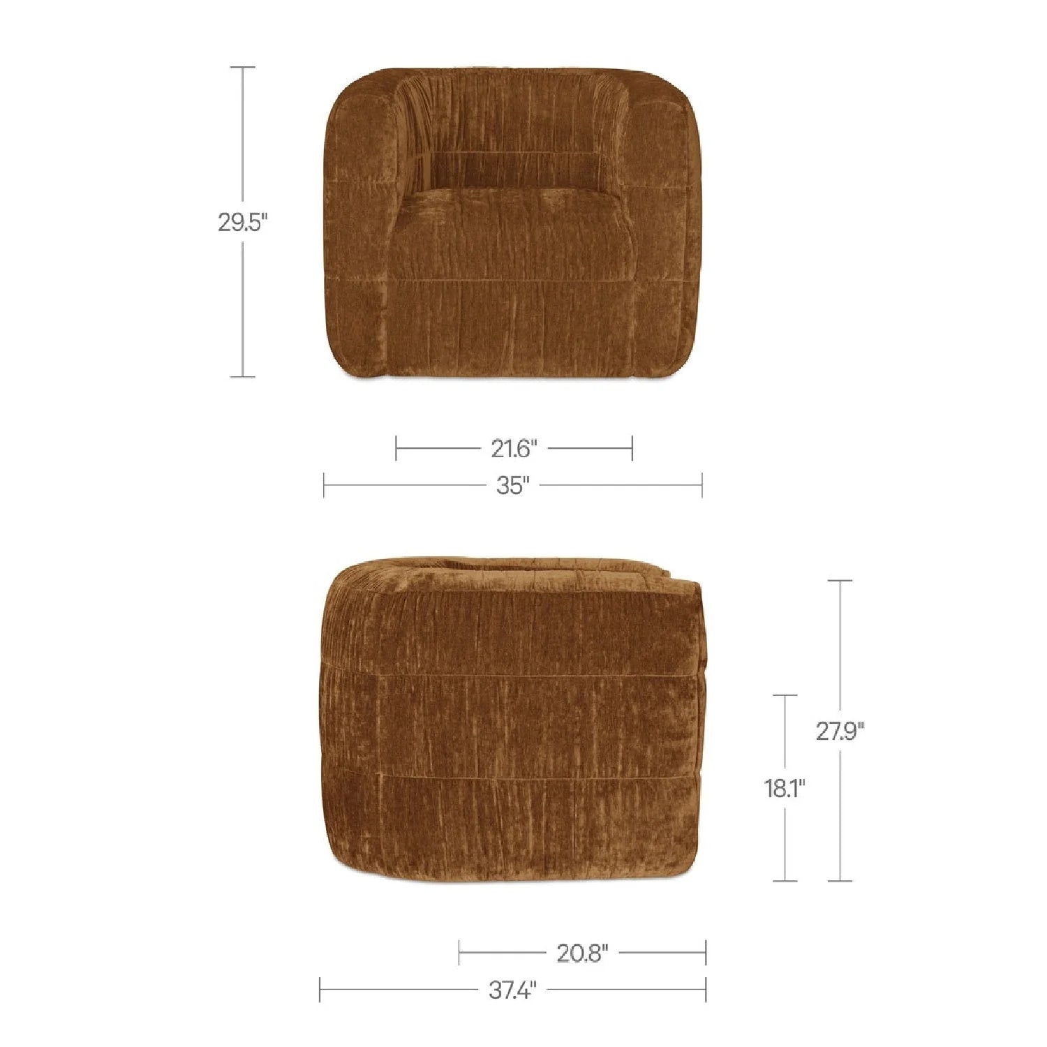 Luxury Ruched Chenille Swivel Chair Modern Italian Style for Villa
