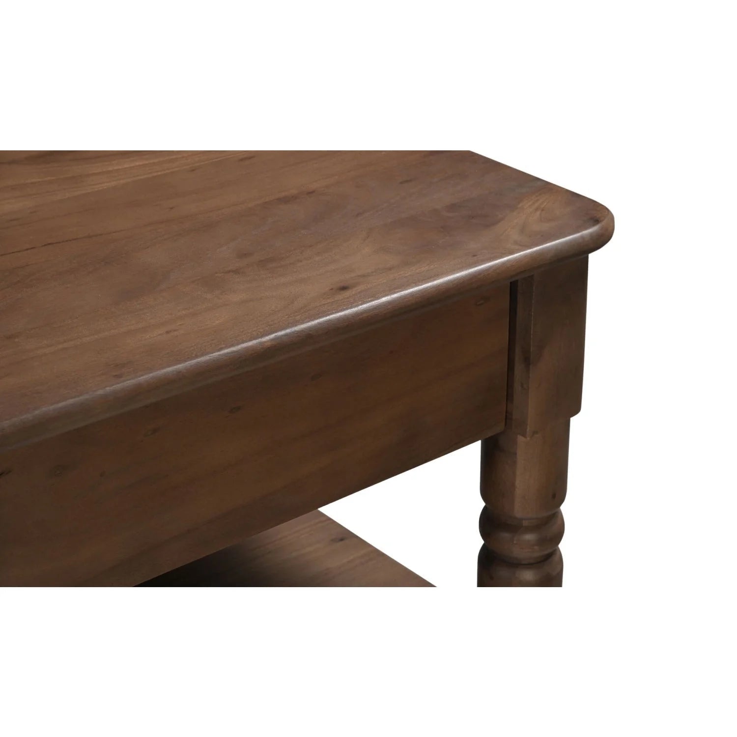 Luxury Russet Acacia Wood 3-Drawer Kitchen Island European Style for Villa