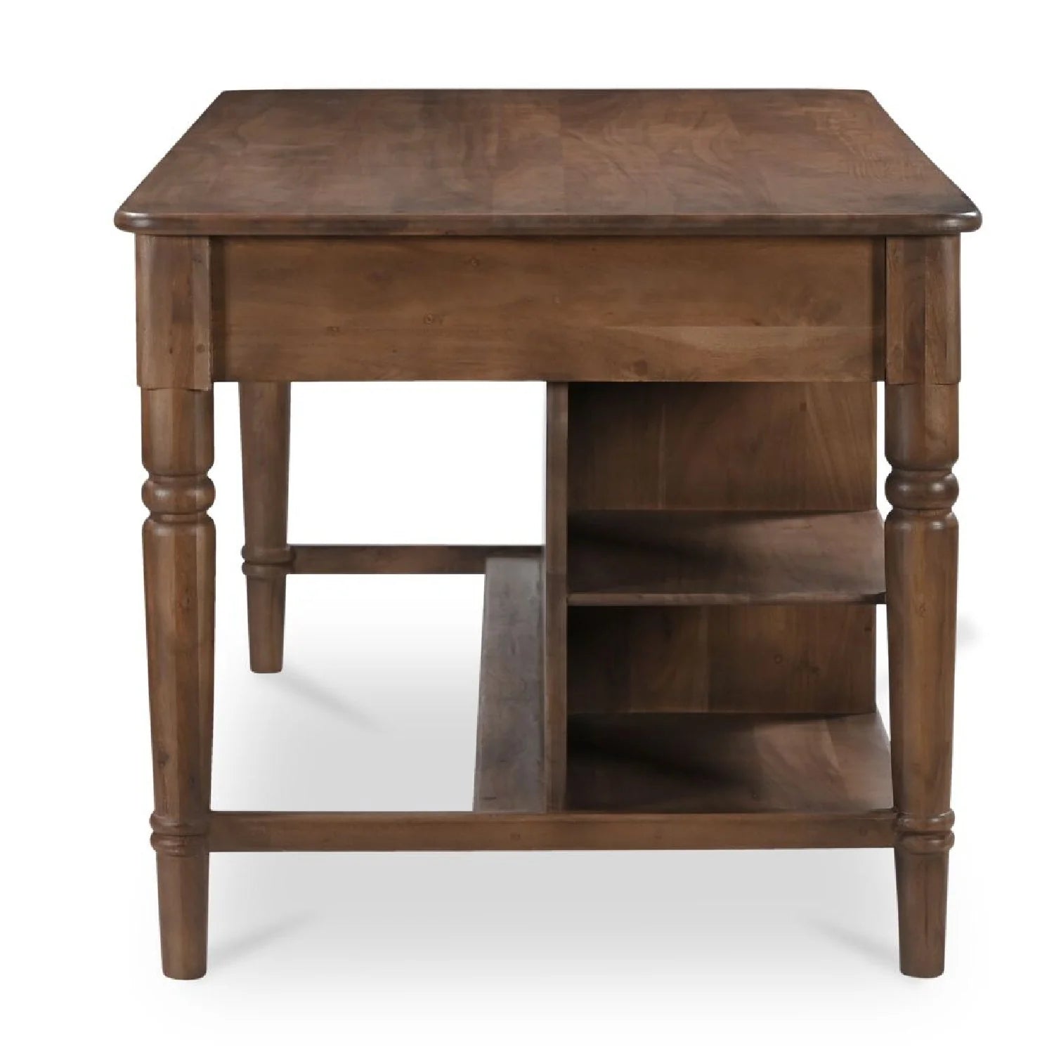 Luxury Russet Acacia Wood 3-Drawer Kitchen Island European Style for Villa