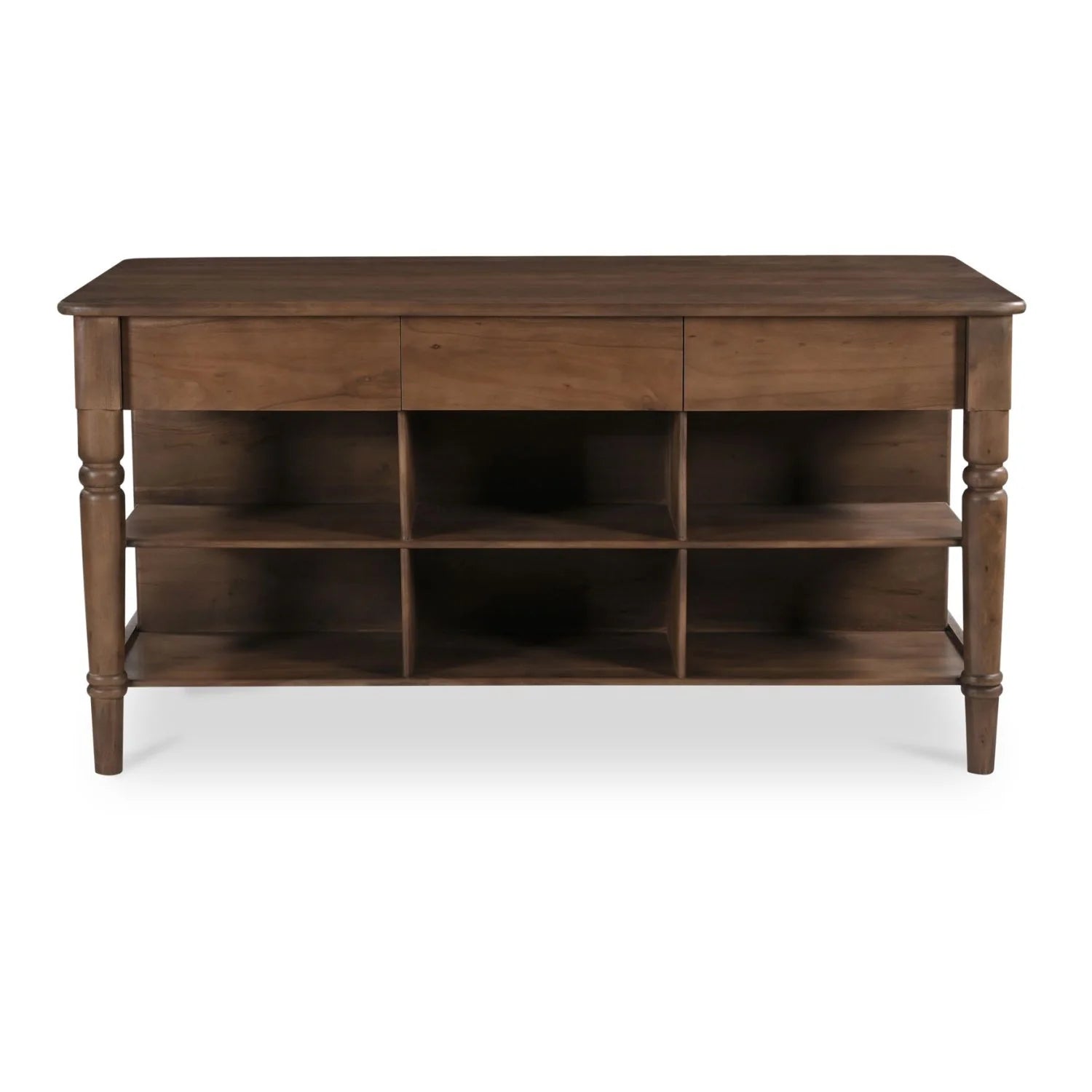 Luxury Russet Acacia Wood 3-Drawer Kitchen Island European Style for Villa