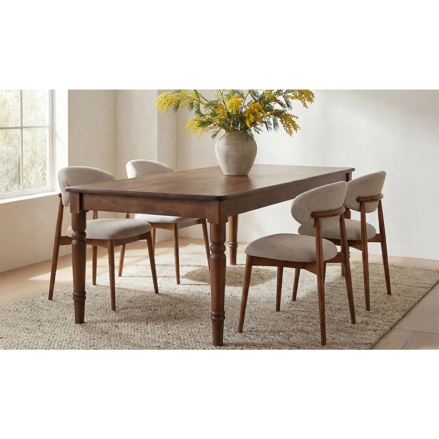 Luxury Russet Brown Acacia Dining Table Modern Italian Style for Villa