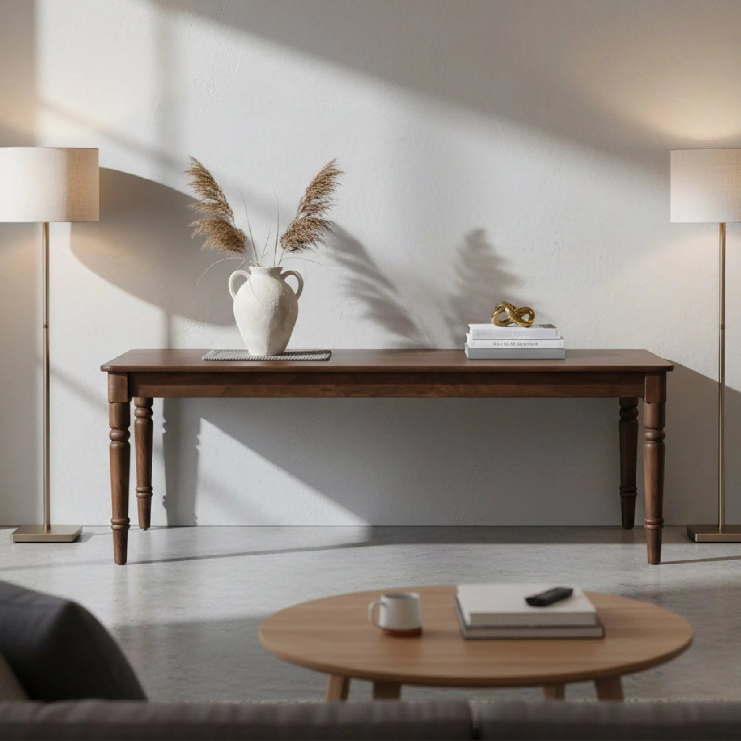 Luxury Russet Brown Acacia Dining Table Modern Italian Style for Villa