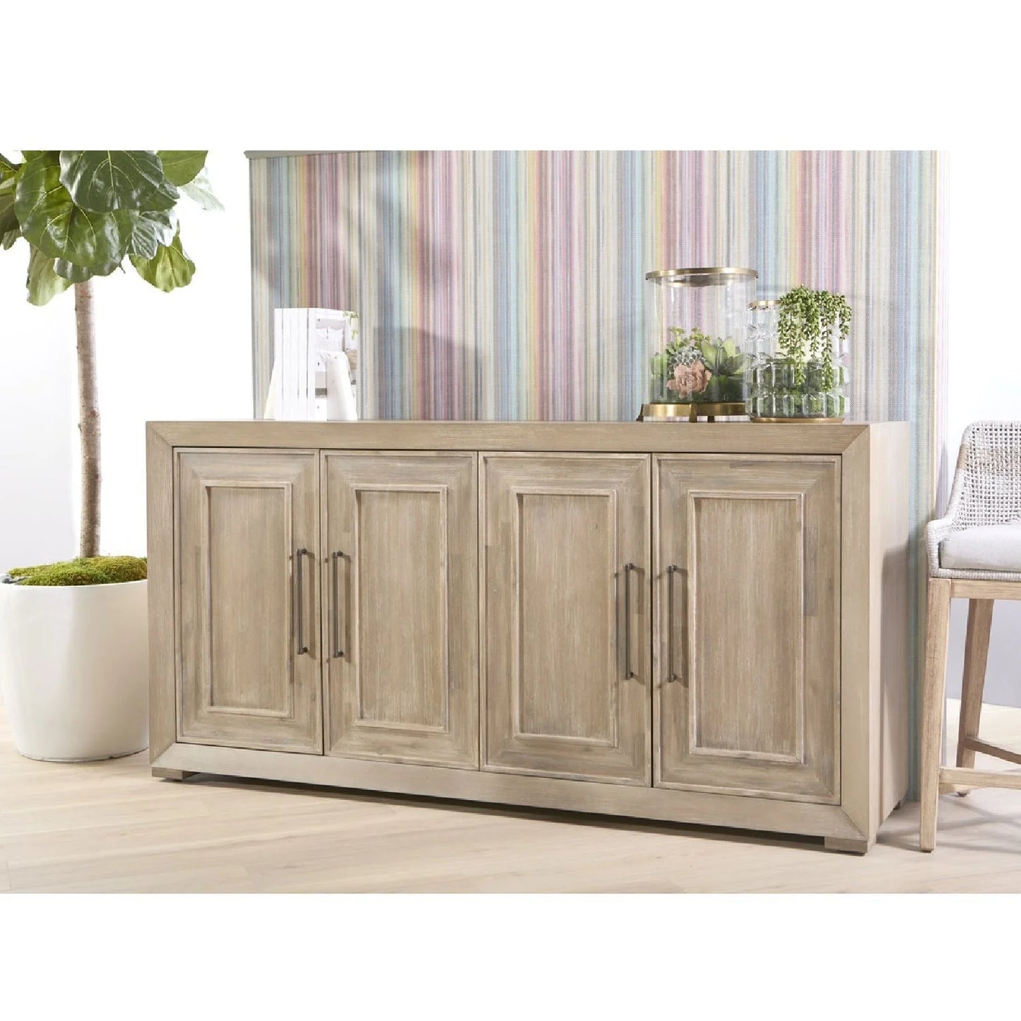 Luxury Rustic Acacia Sideboard European Style for Villa
