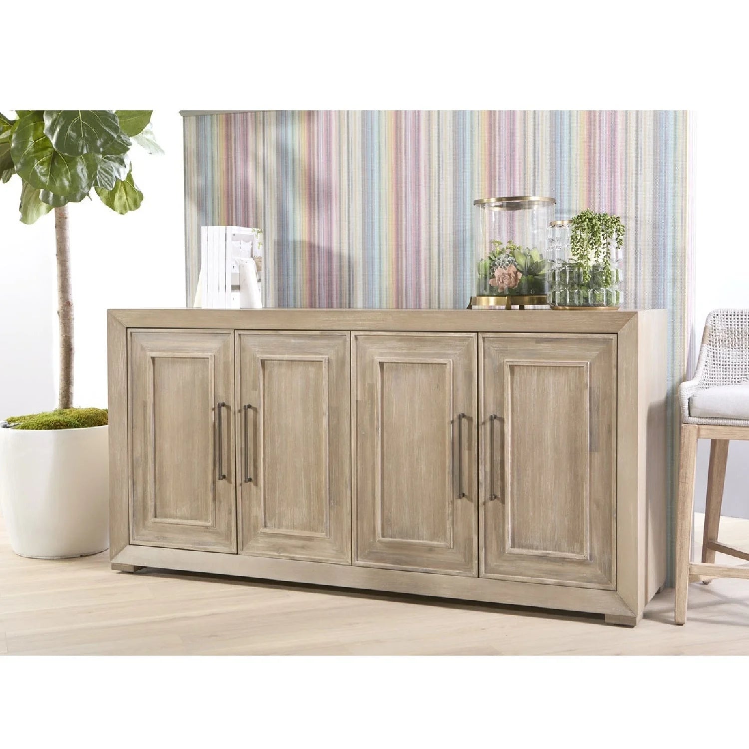 Luxury Rustic Acacia Sideboard European Style for Villa
