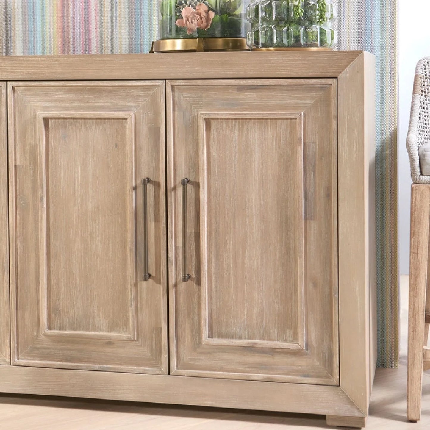 Luxury Rustic Acacia Sideboard European Style for Villa