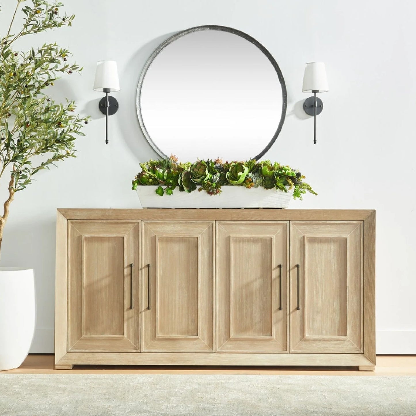 Luxury Rustic Acacia Sideboard European Style for Villa