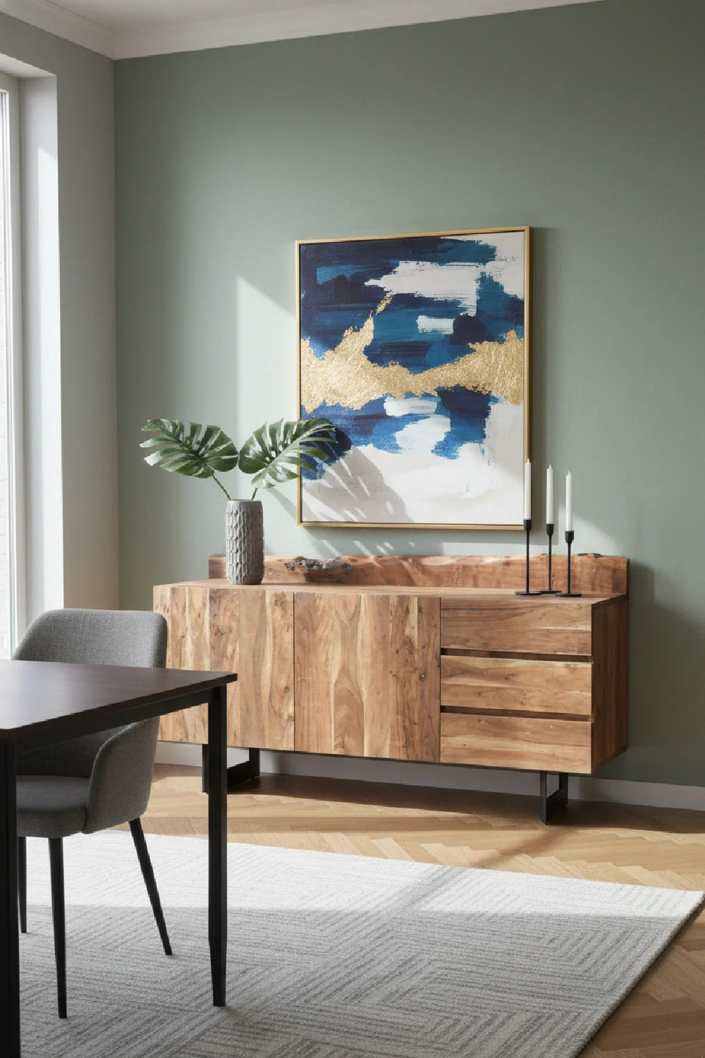 Luxury Rustic Acacia Sideboard European Style for Villa