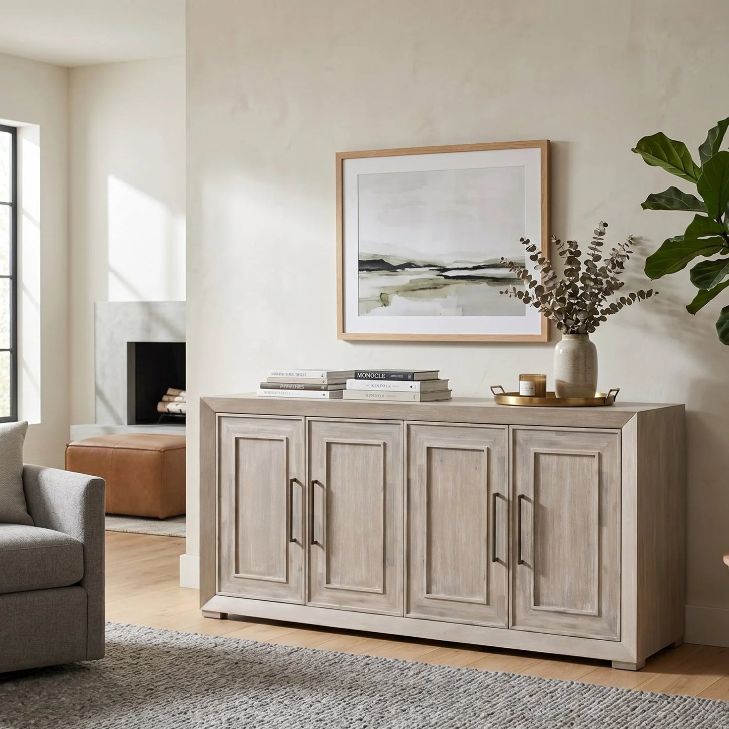 Luxury Rustic Acacia Sideboard European Style for Villa