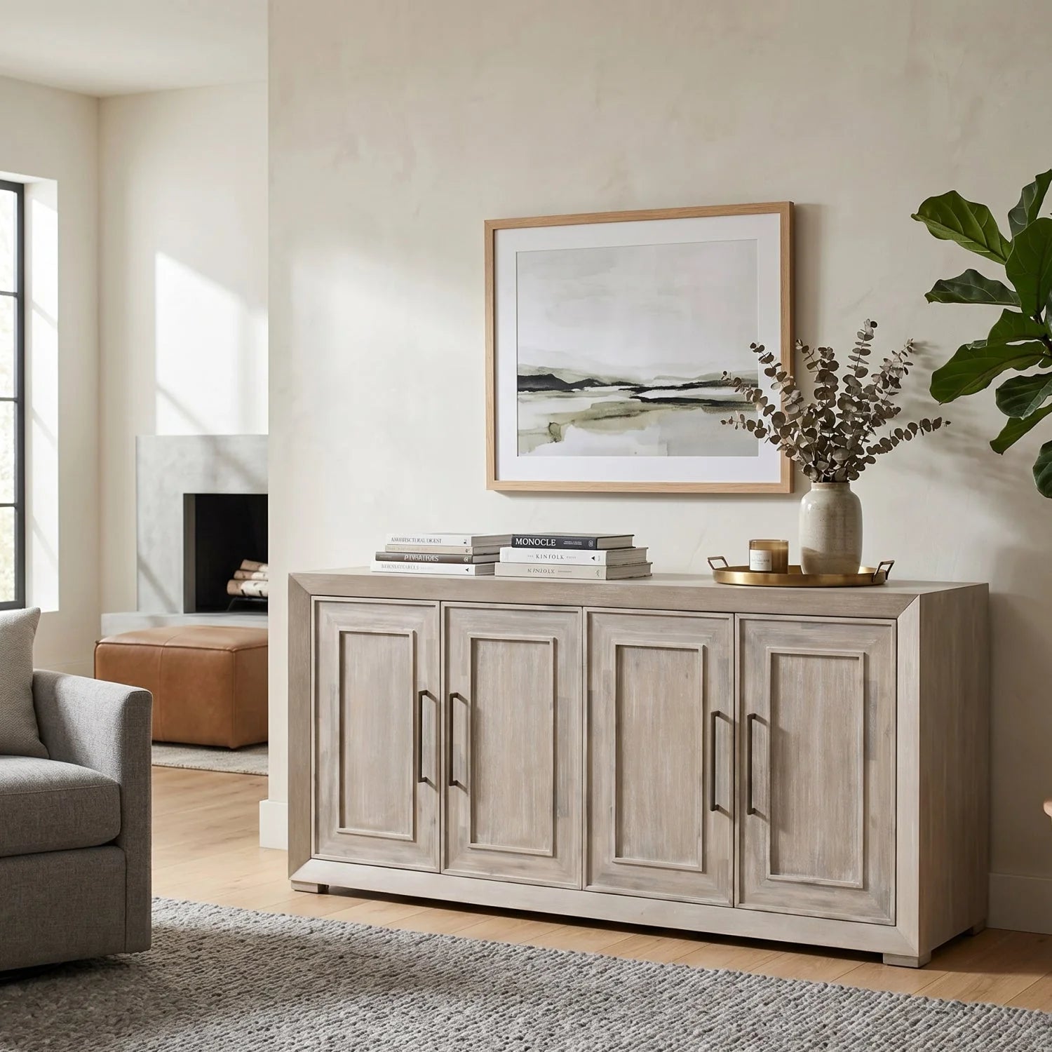 Luxury Rustic Acacia Sideboard European Style for Villa