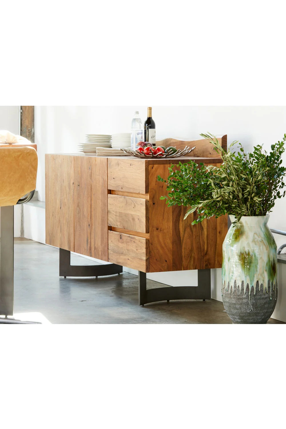 Luxury Rustic Acacia Sideboard European Style for Villa