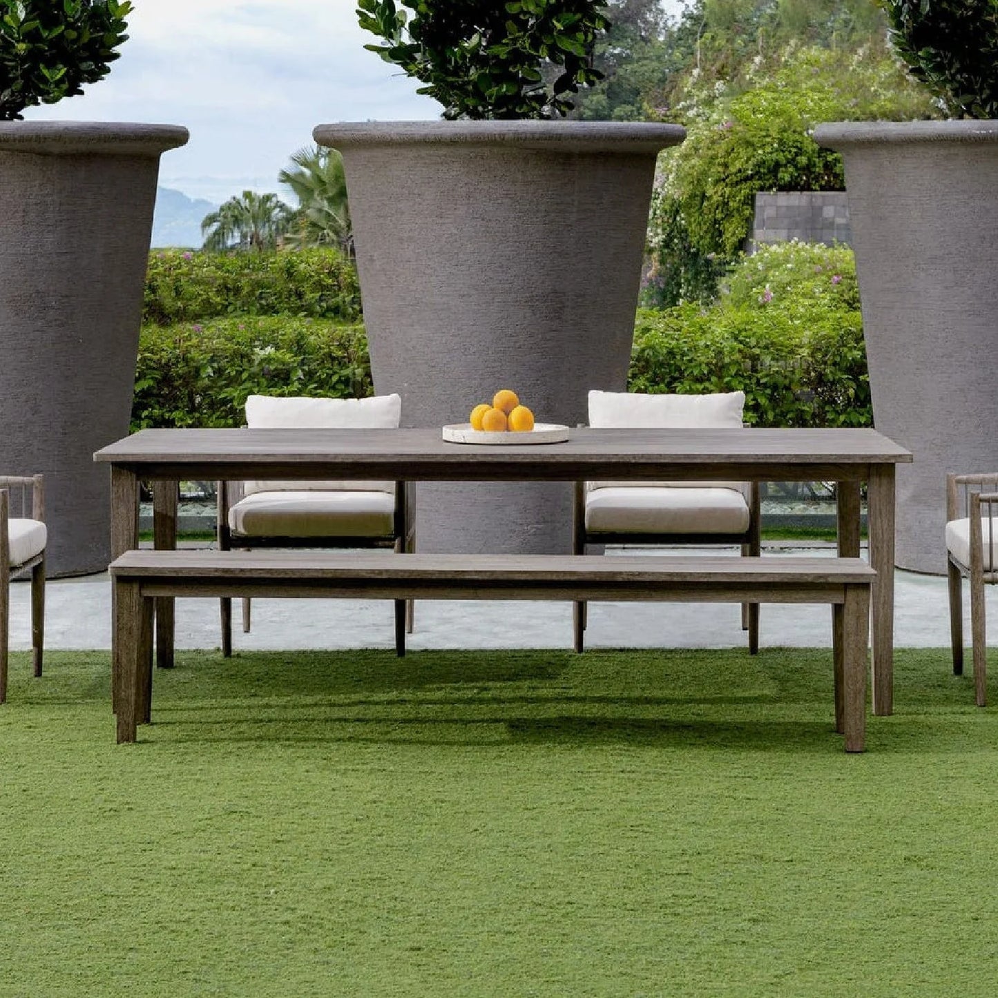 Luxury Rustic Gray Mahogany Bench European Style for Villa