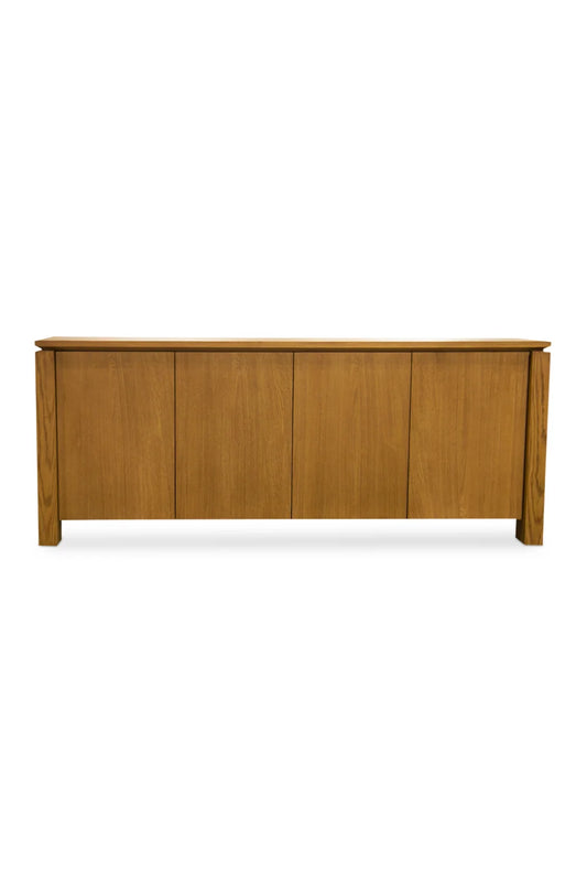 Luxury Rustic Oak 4-Door Sideboard European Style for Villa