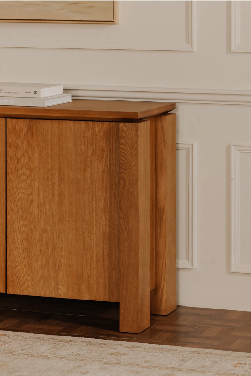 Luxury Rustic Oak 4-Door Sideboard European Style for Villa