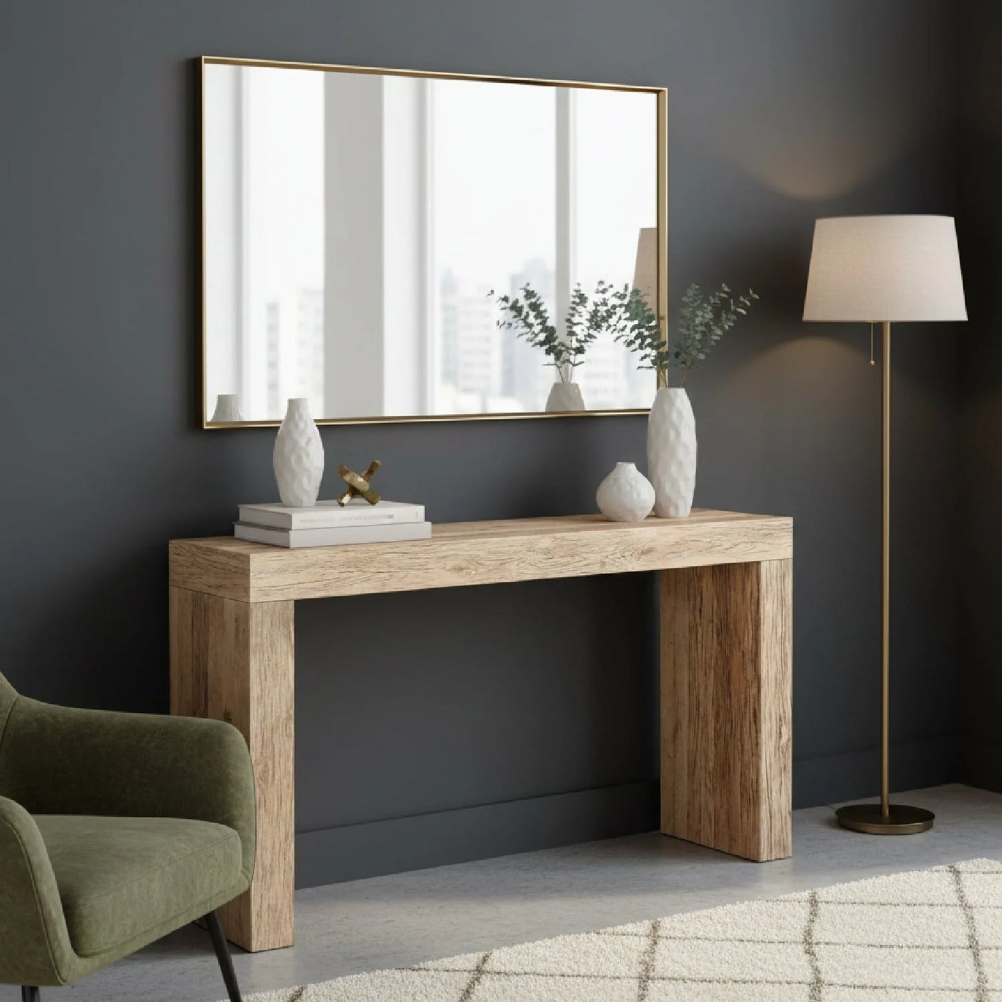 Luxury Rustic Oak Console Table Modern Italian Style for Villa
