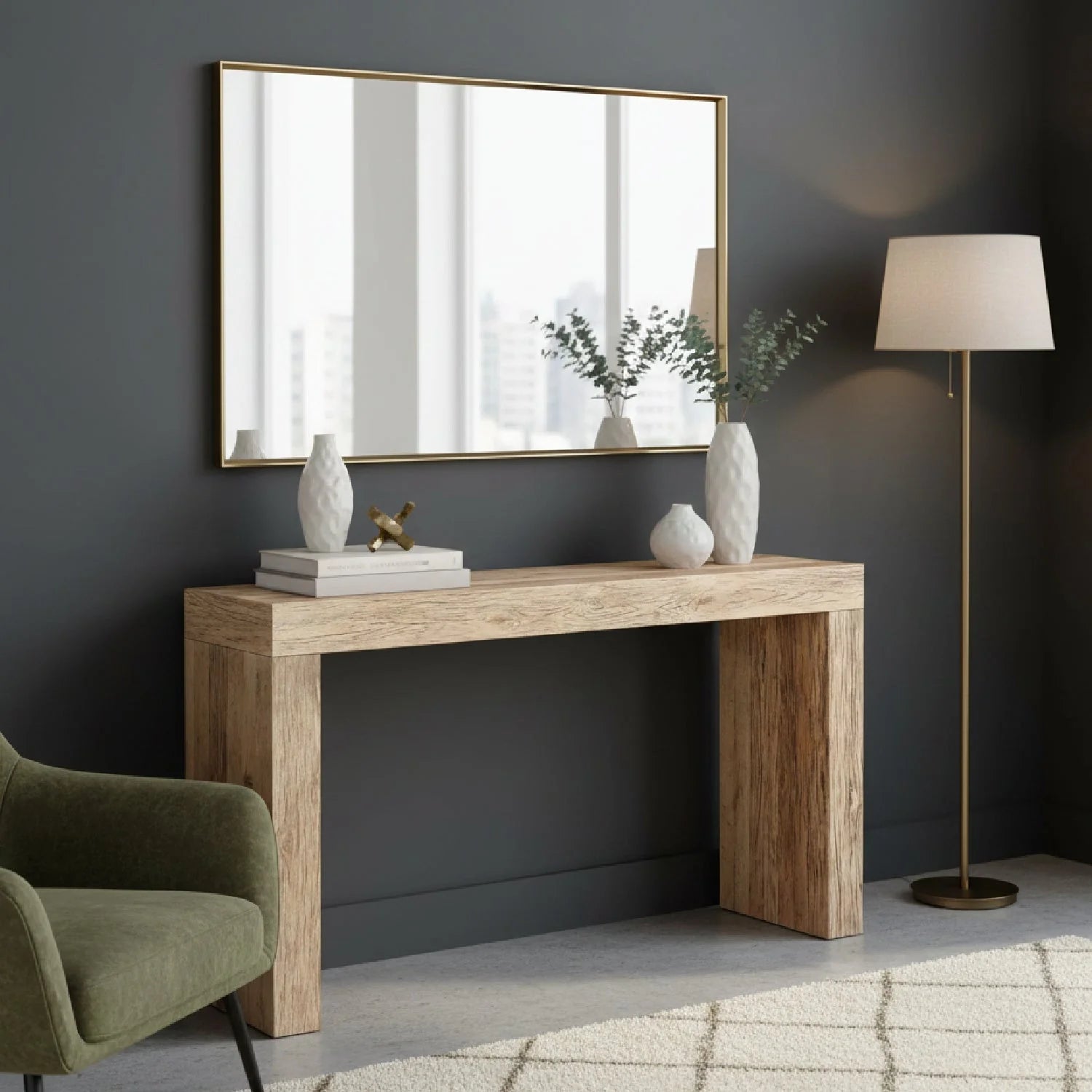 Luxury Rustic Oak Console Table Modern Italian Style for Villa