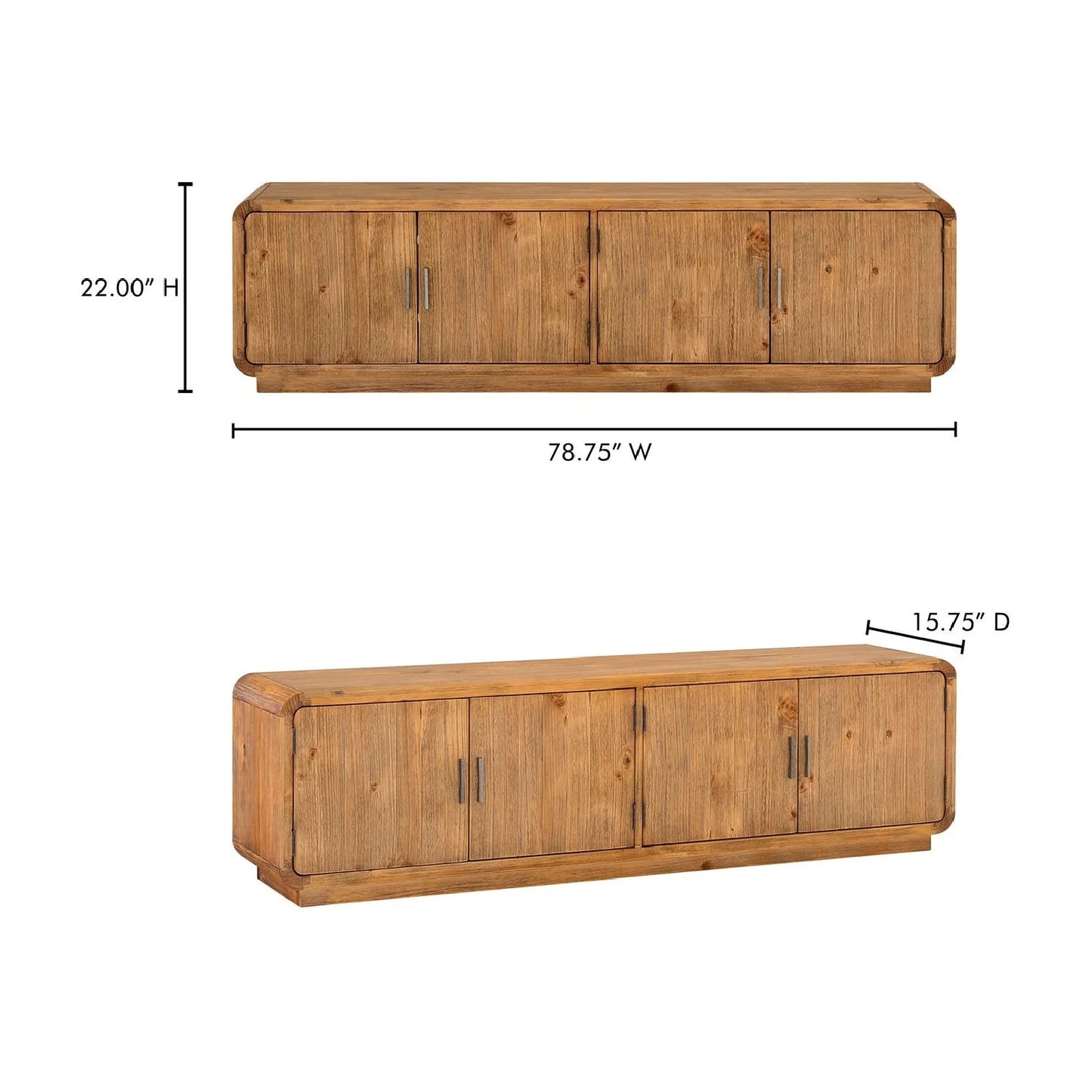 Luxury Rustic Pine Media Cabinet Modern Italian Style for Villa