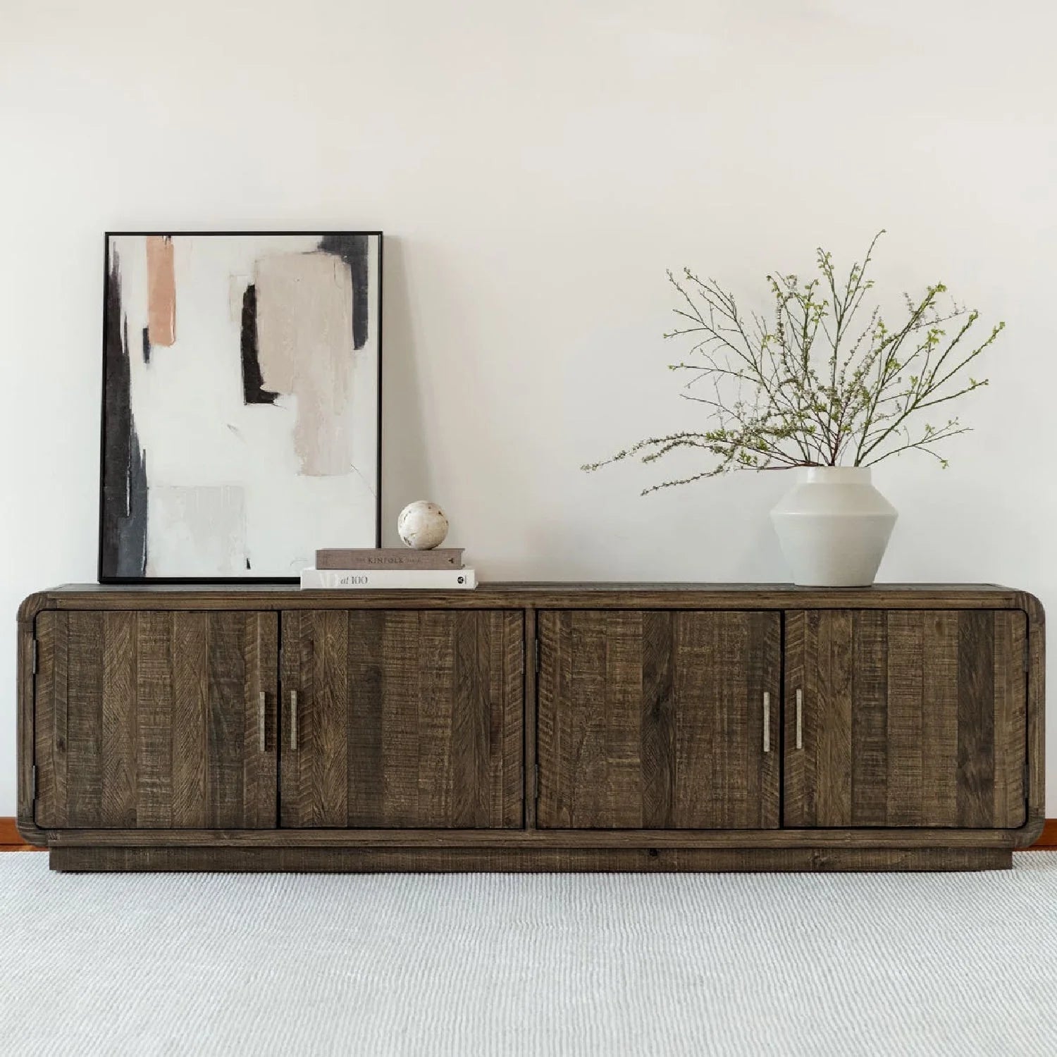 Luxury Rustic Pine Media Cabinet Modern Italian Style for Villa