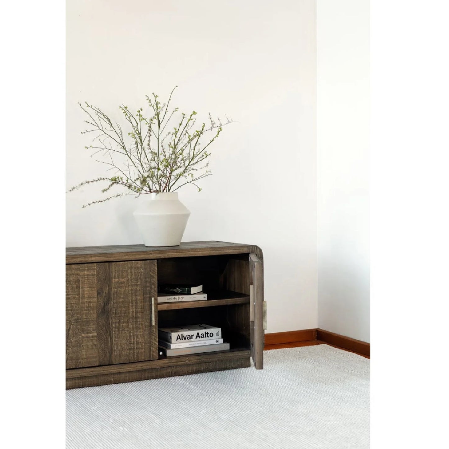 Luxury Rustic Pine Media Cabinet Modern Italian Style for Villa