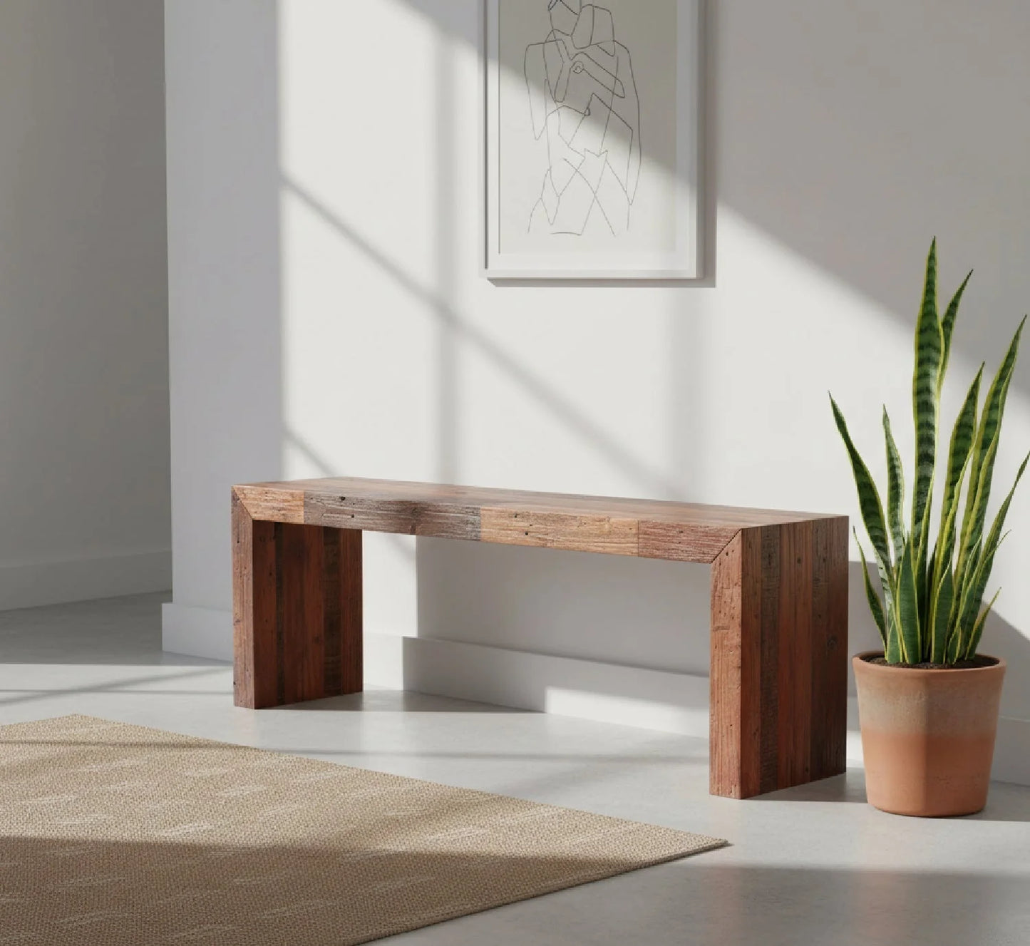 Luxury Rustic Pine Wood Bench European Style for Villa