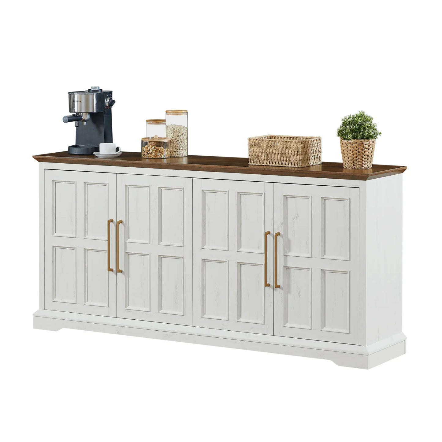 Luxury Rustic White Wooden Sideboard European Style for Villa