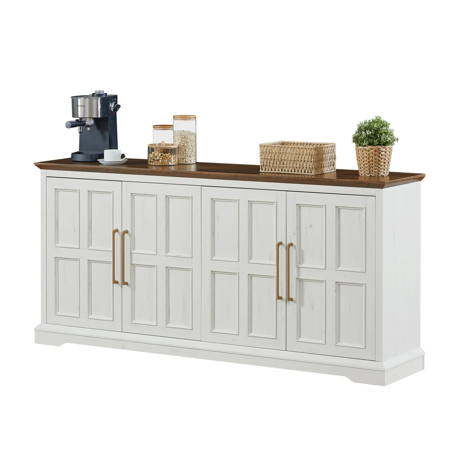 Luxury Rustic White Wooden Sideboard European Style for Villa