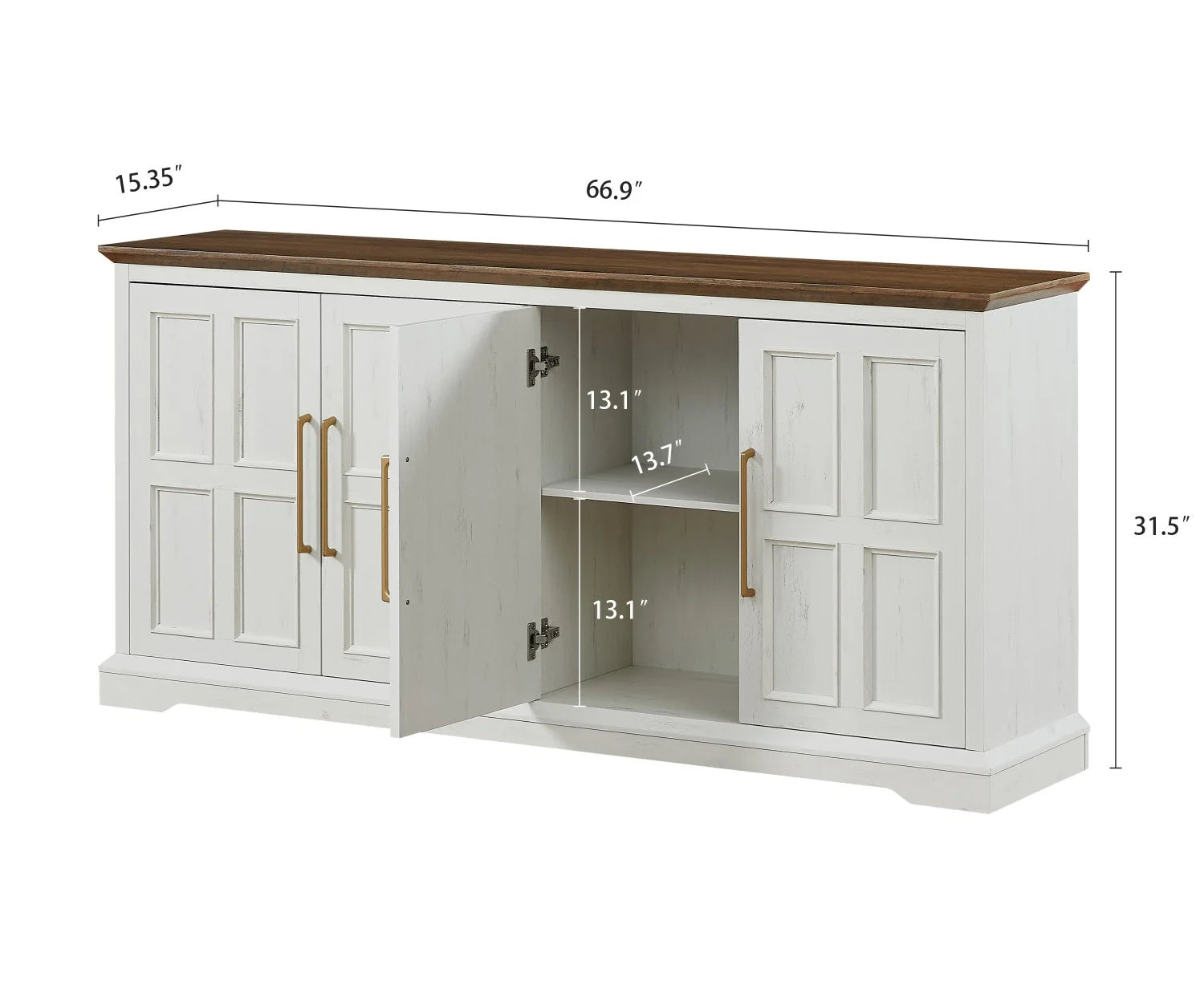 Luxury Rustic White Wooden Sideboard European Style for Villa