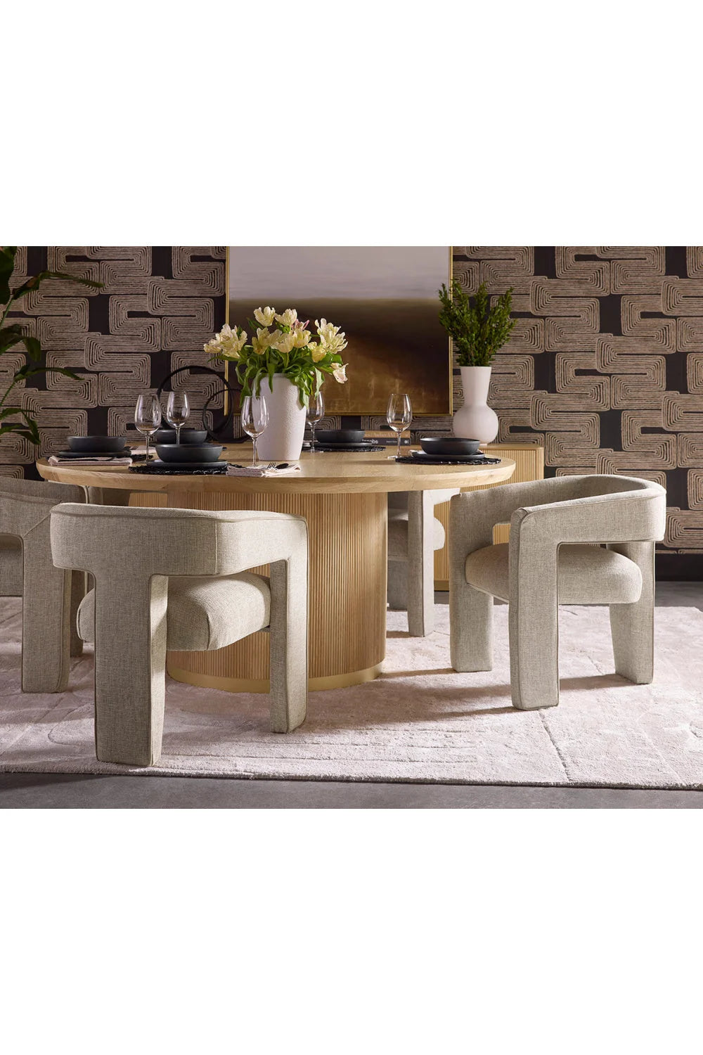 Luxury Sand Fabric Modern Dining Chair European Style for Villa