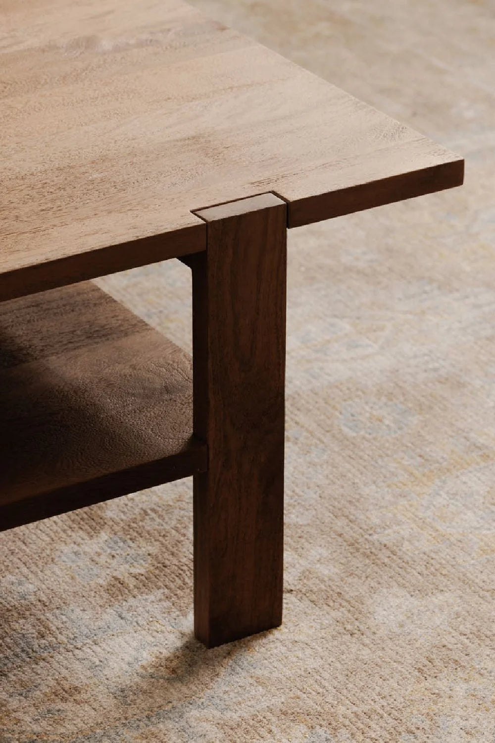 Luxury Sandblasted Mango Wood Coffee Table Modern Italian Style for Villa