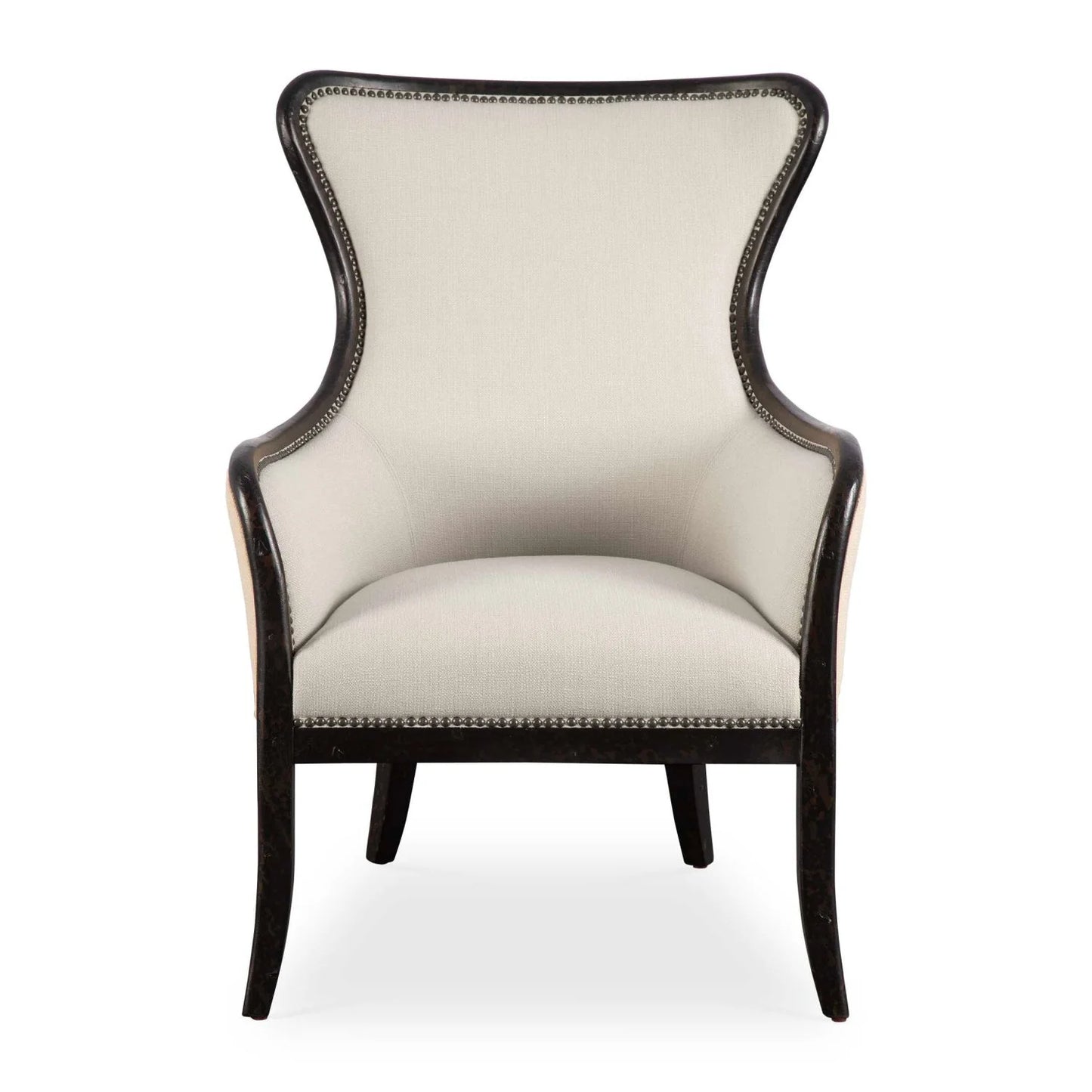 Luxury Sandy Nail Trimmed Wingback Lounge Chair Modern Italian Style for Villa