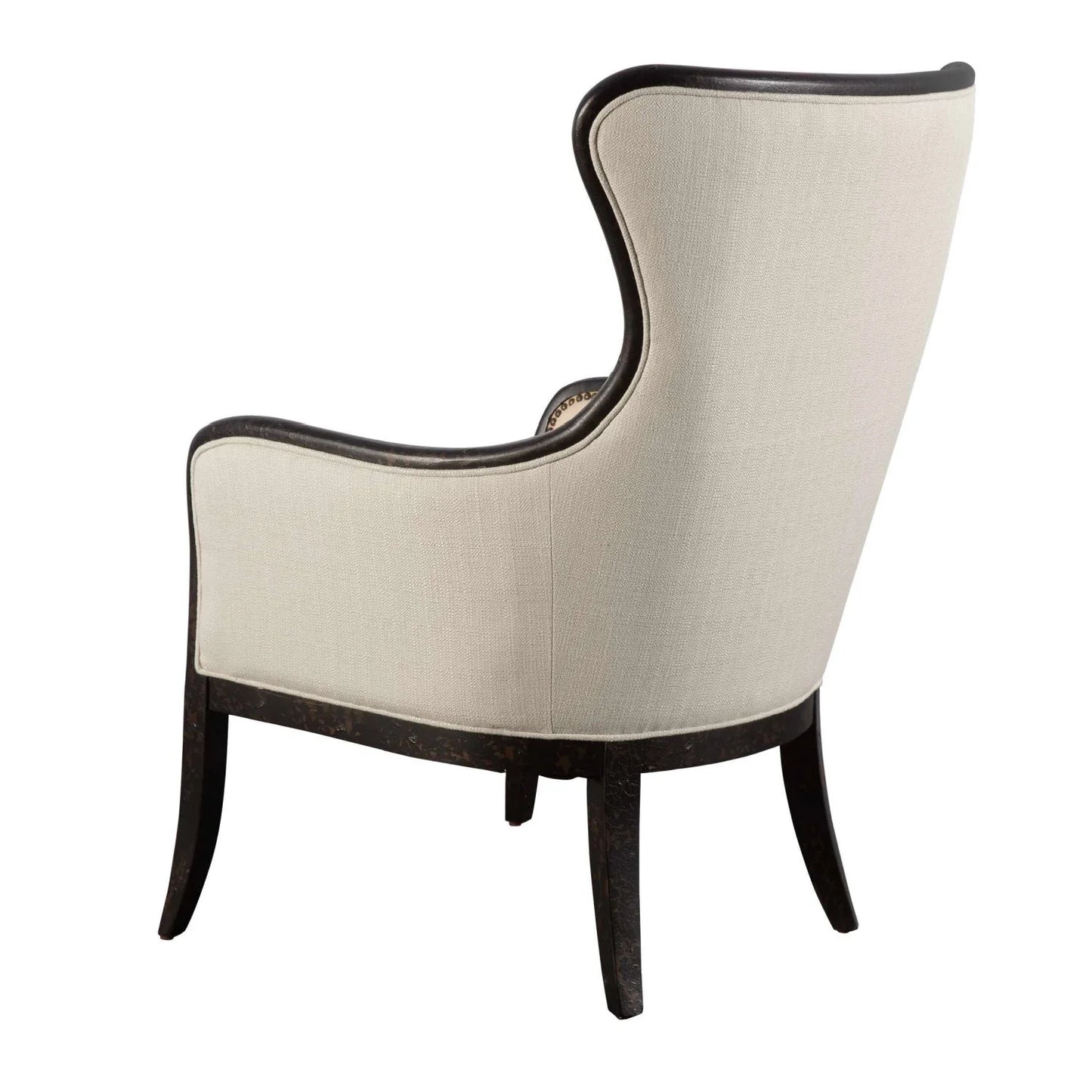 Luxury Sandy Nail Trimmed Wingback Lounge Chair Modern Italian Style for Villa