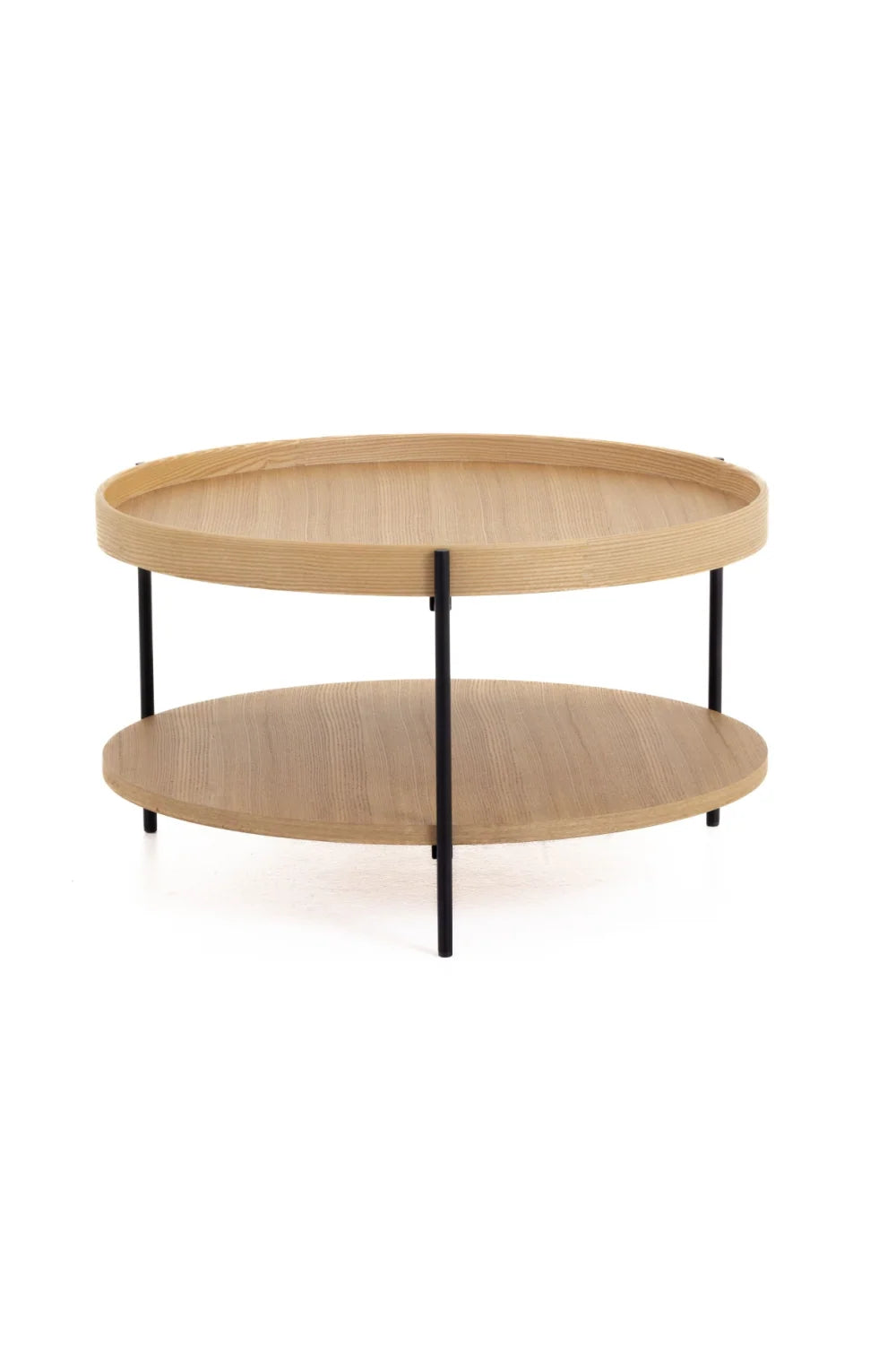 Luxury Savoy Round Wooden Two-Tier Coffee Table Modern Italian Style for Villa