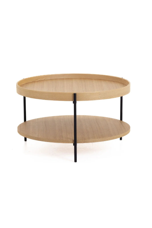 Luxury Savoy Round Wooden Two-Tier Coffee Table Modern Italian Style for Villa